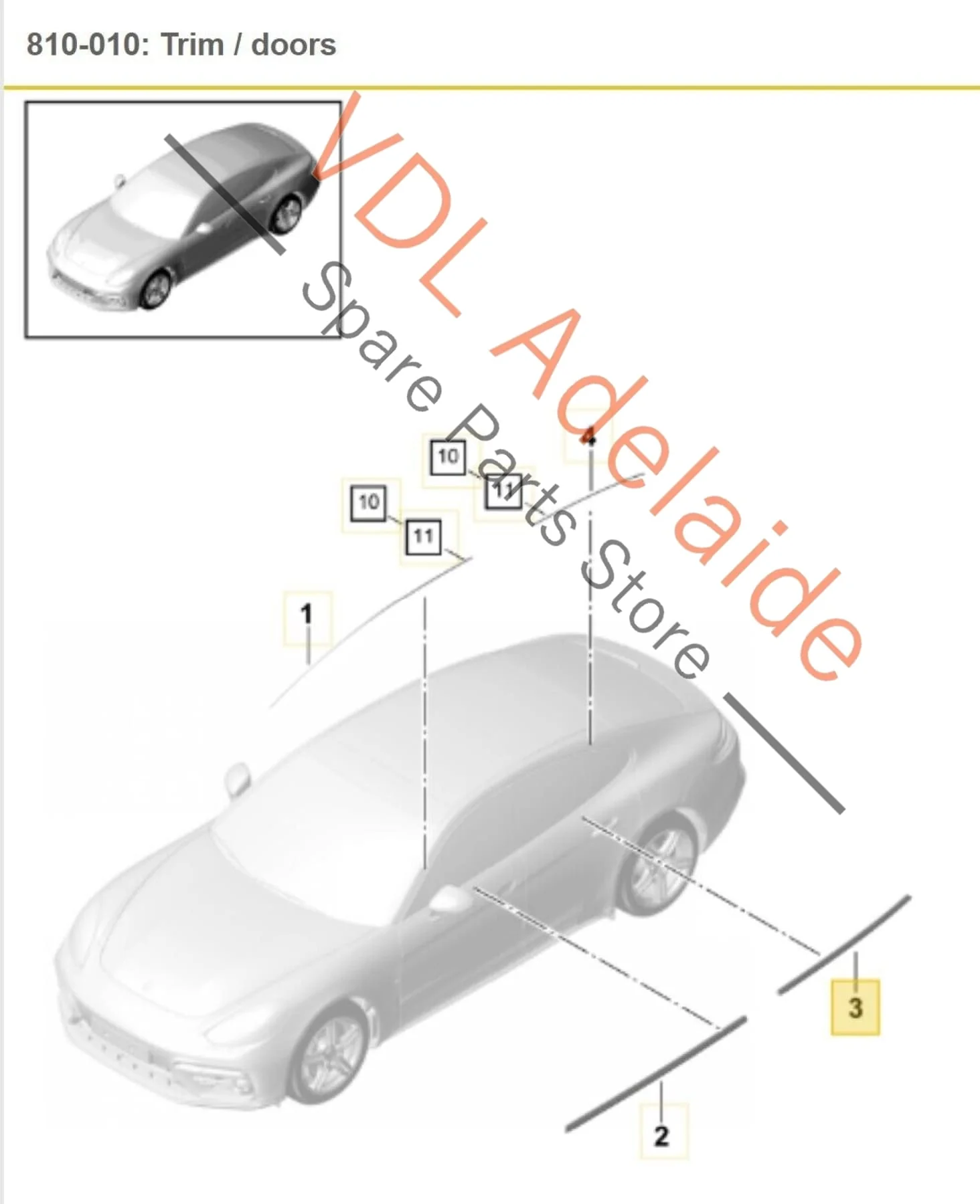 Porsche Panamera Turbo 971 Right Rear Window Slot Seal Door Exterior Chrome - Image 2