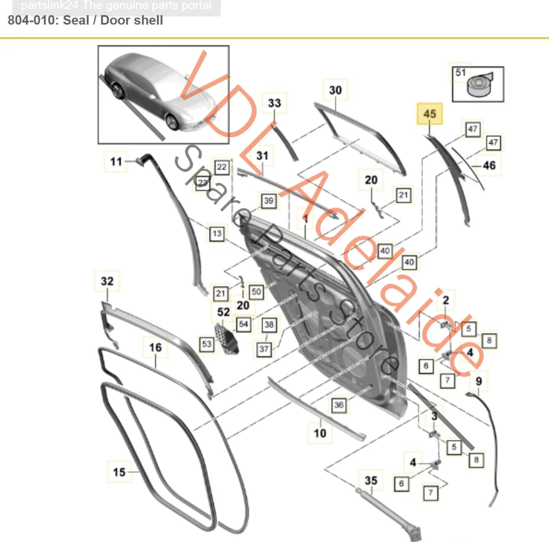 Porsche Panamera Turbo 971 Left Rear Door Exterior B Pillar Trim 971853289