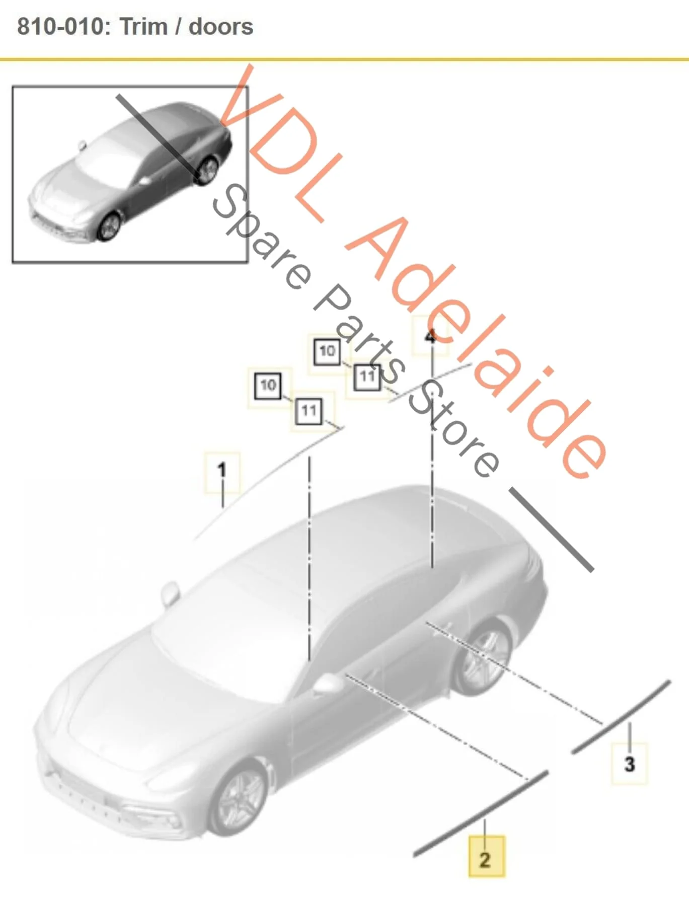 Porsche Panamera Turbo 971 Right Front Window Slot Seal Door Exterior Chrome - Image 2