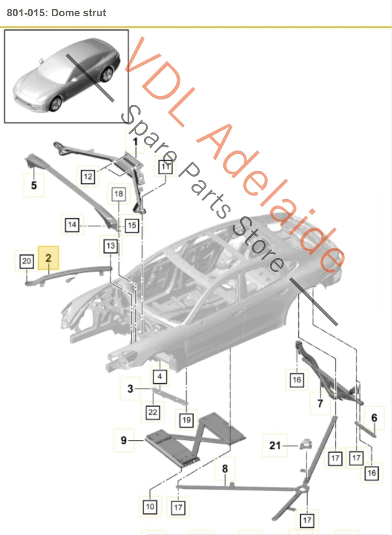 Porsche Panamera Turbo 971 Left Front Reinforcement Brace Bracket 9A780547701 - Image 2