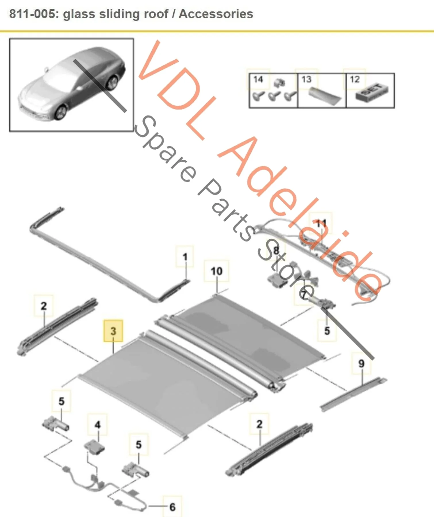 Porsche Panamera Turbo 971 Front Sunroof Roller Blind Sun Shade Curtain