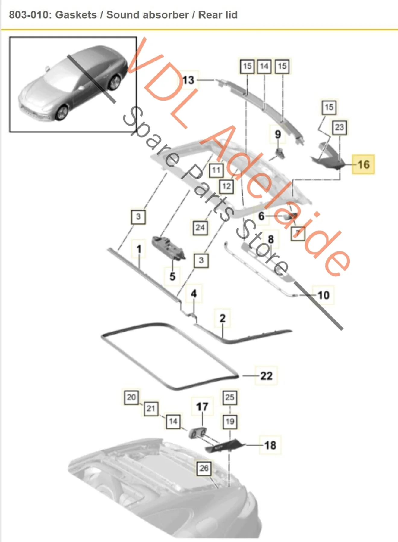Porsche Panamera Turbo 971 Rear Lid Boot Spoiler Left Trim 971827339B