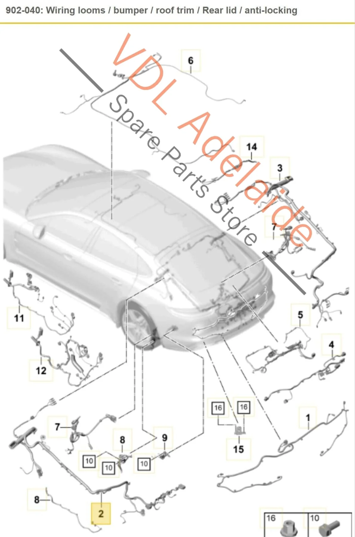 Porsche Panamera Turbo 971 Left Side Boot Hatch Wiring Set Harness 971971017Y