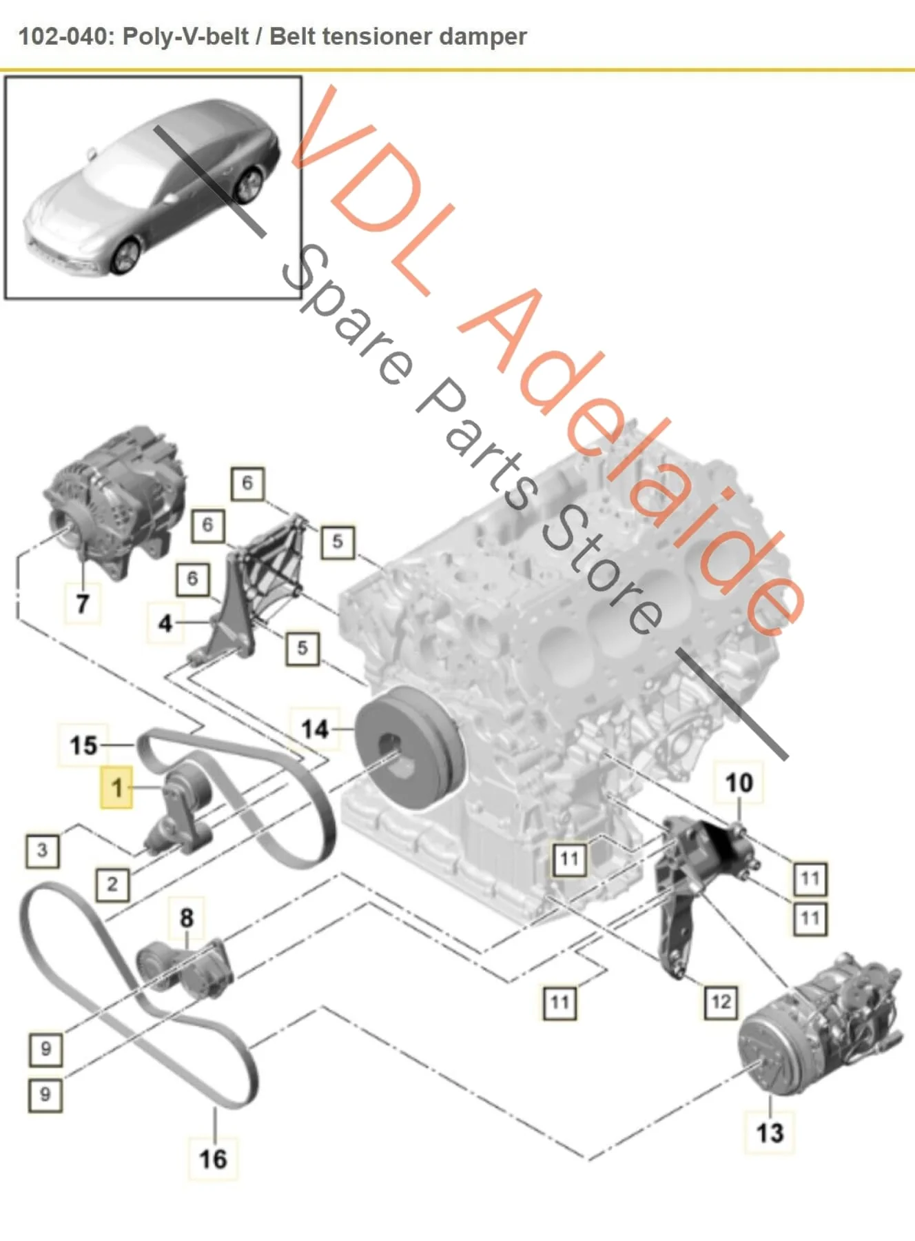 Porsche Panamera Turbo 971 Serpentine Belt Tensioner Damper - Image 2