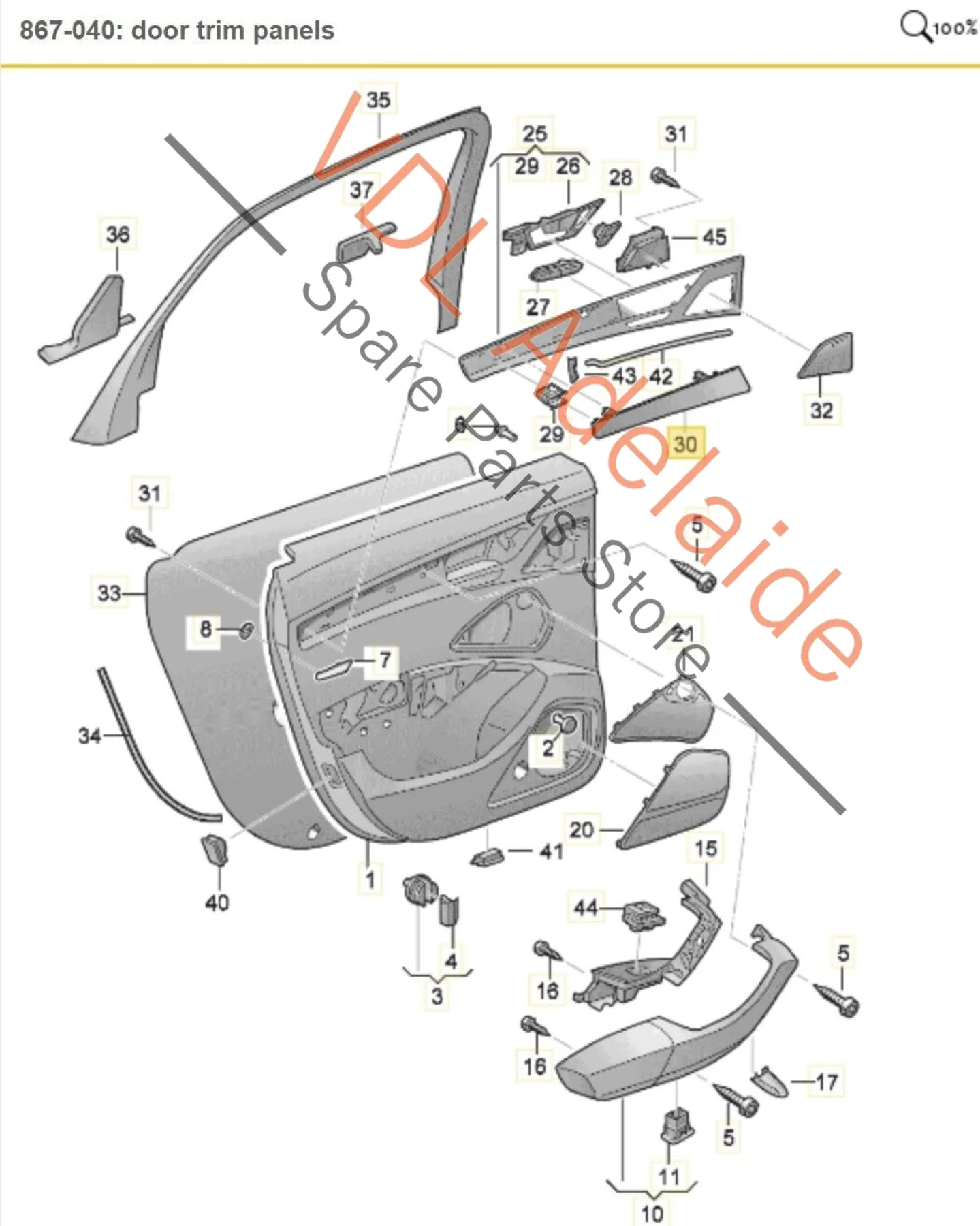 Audi A8 4H Rear Right Door Trim Insert Wood Ash Grain Balsamico Brown 4H0867420E - Image 2