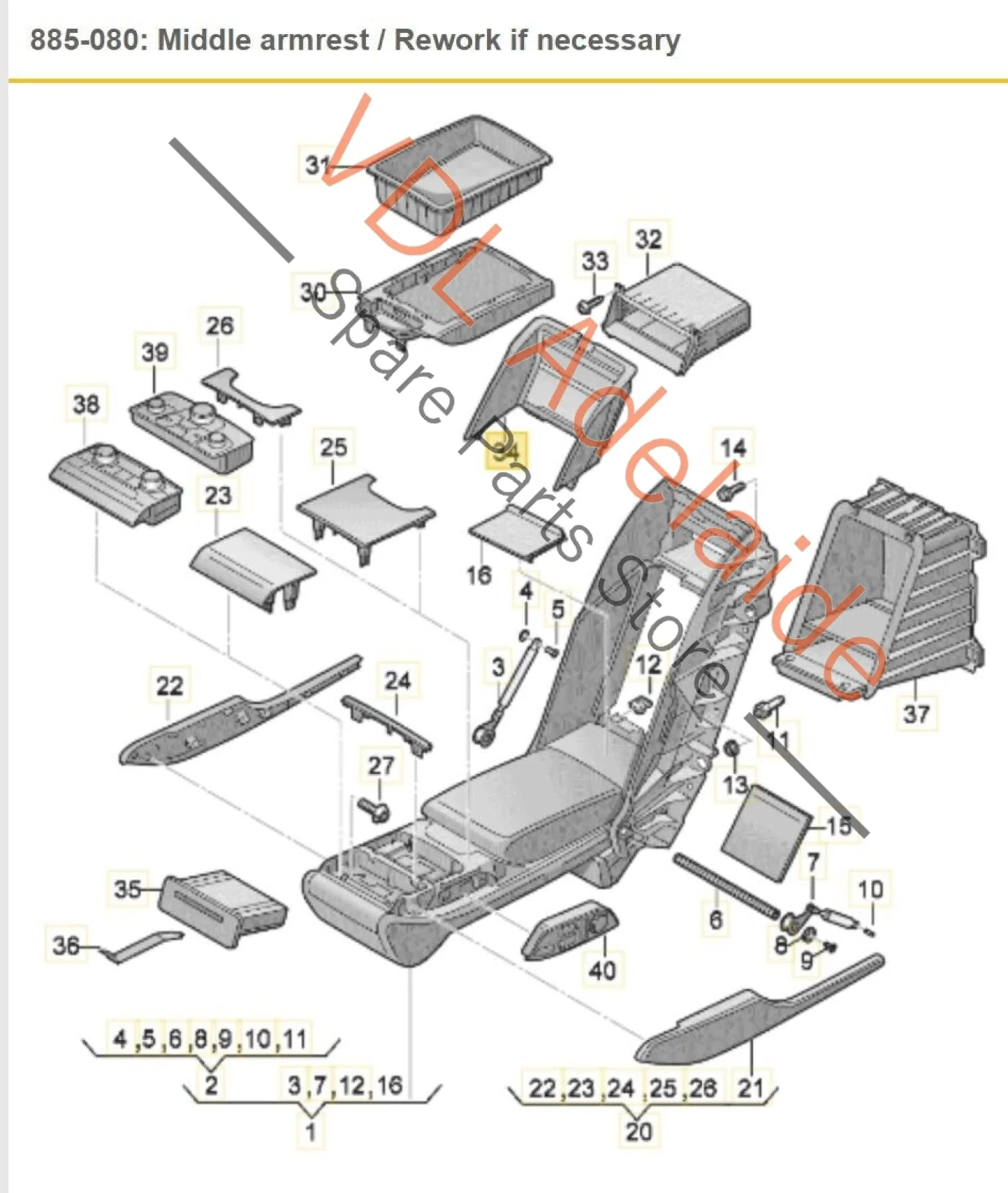 Audi A8 4H Rear Arm Rest Console Lid Box Cabinet 4H0886828A DF3 Picco brown - Image 2