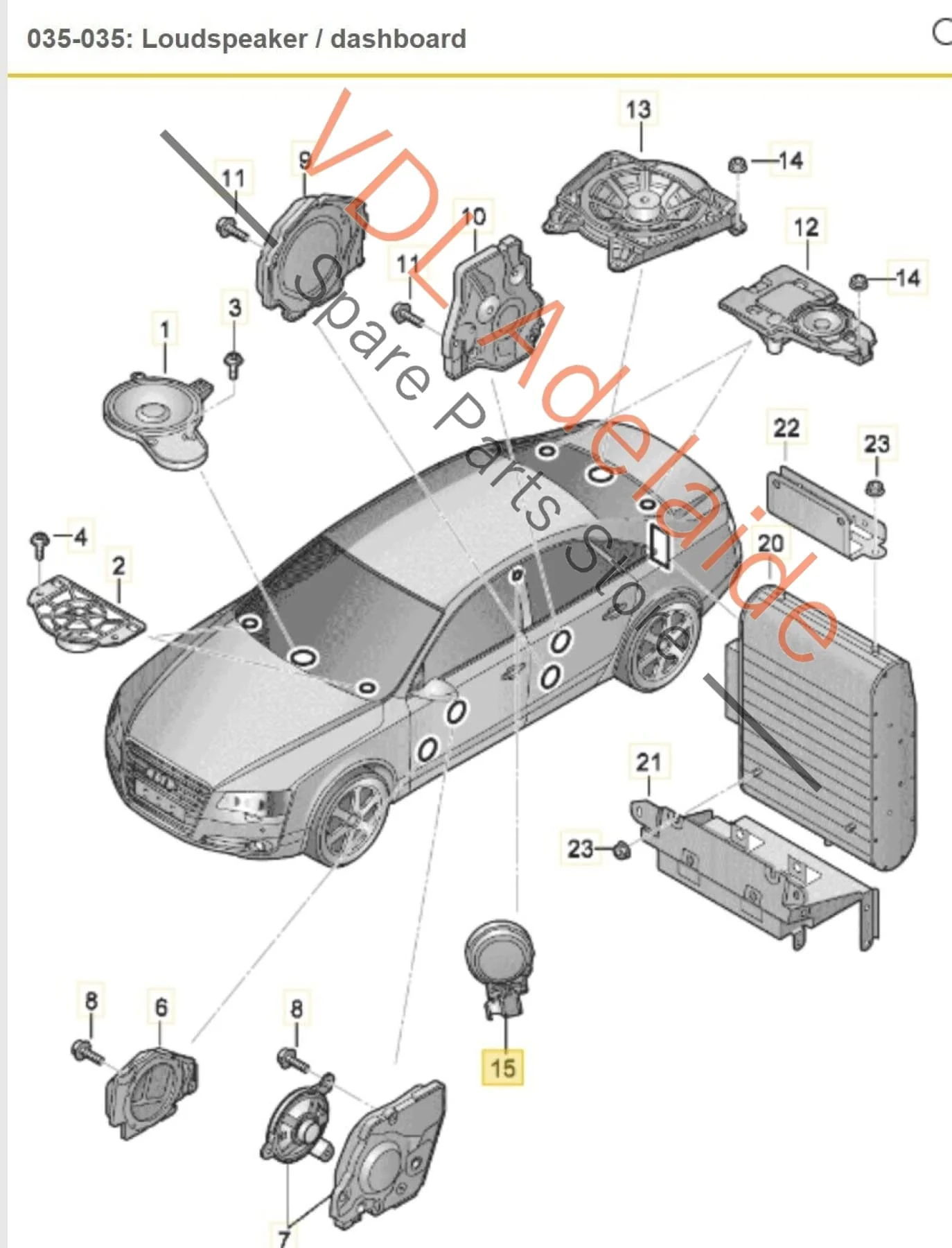 Audi A8 4H B Pillar Treble Speaker For Premium Bang & Olufsen Sound System 4H0035399D - Image 2