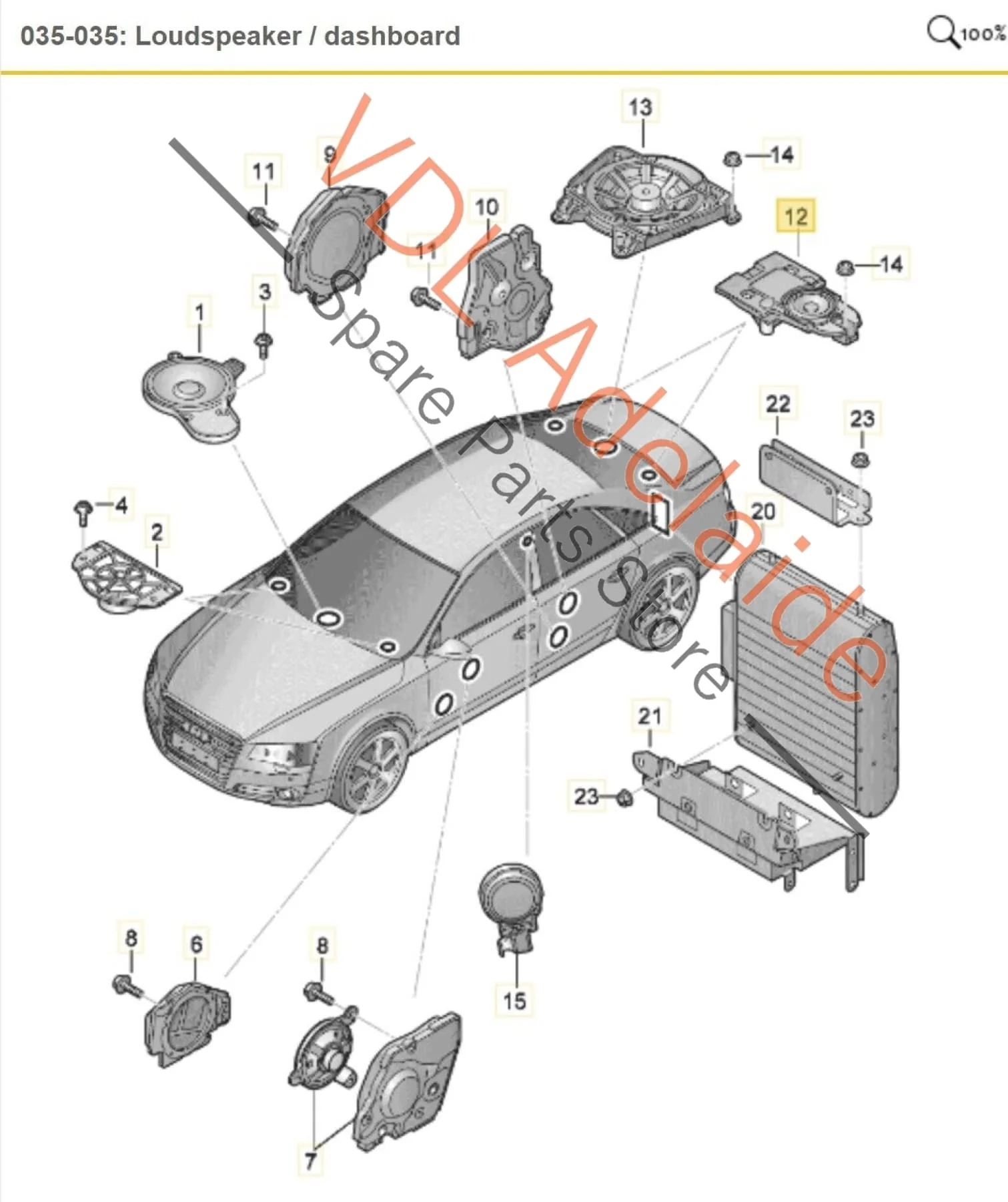Audi A8 4H Rear Surround Speaker For Premium Bang & Olufsen Sound System 4H0035826 - Image 2