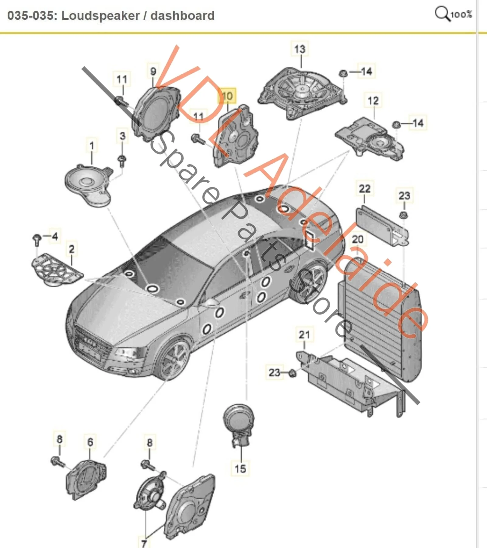 Audi A8 4H Left Rear Door Speaker For Premium Bang & Olufsen Sound System 4H0035307 - Image 2