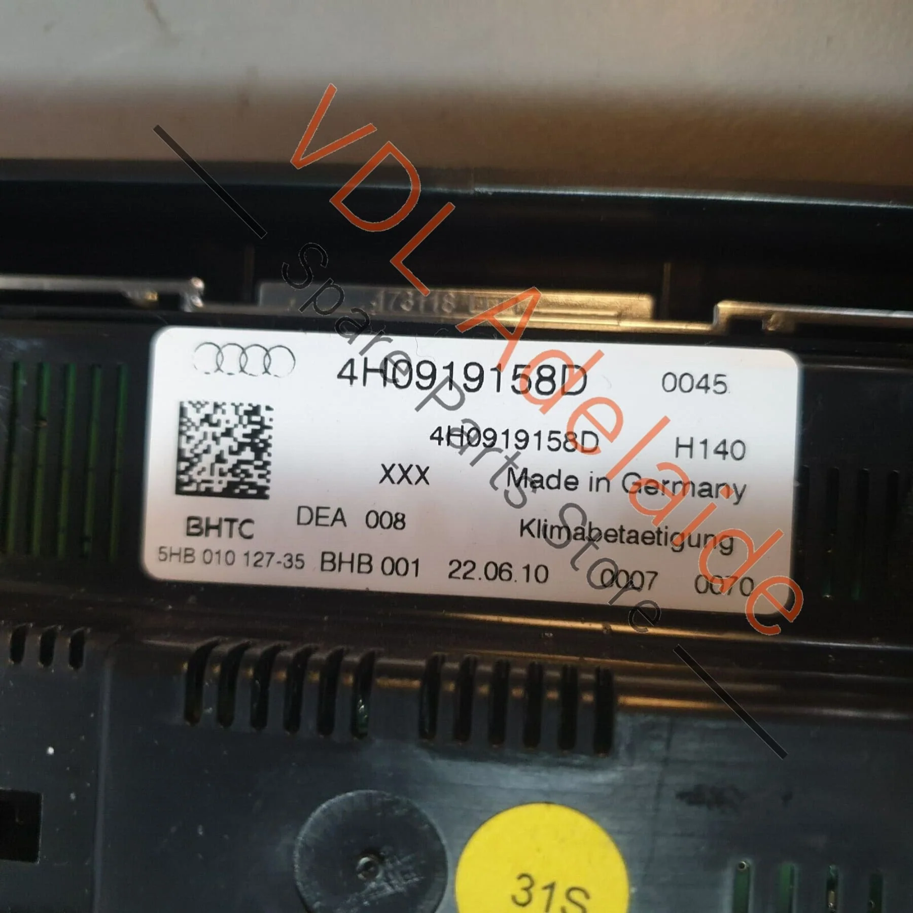 Audi A8 4H Rear Passenger AC Air Conditioning Control Panel Switch Unit Module 4H0919158D - Image 5