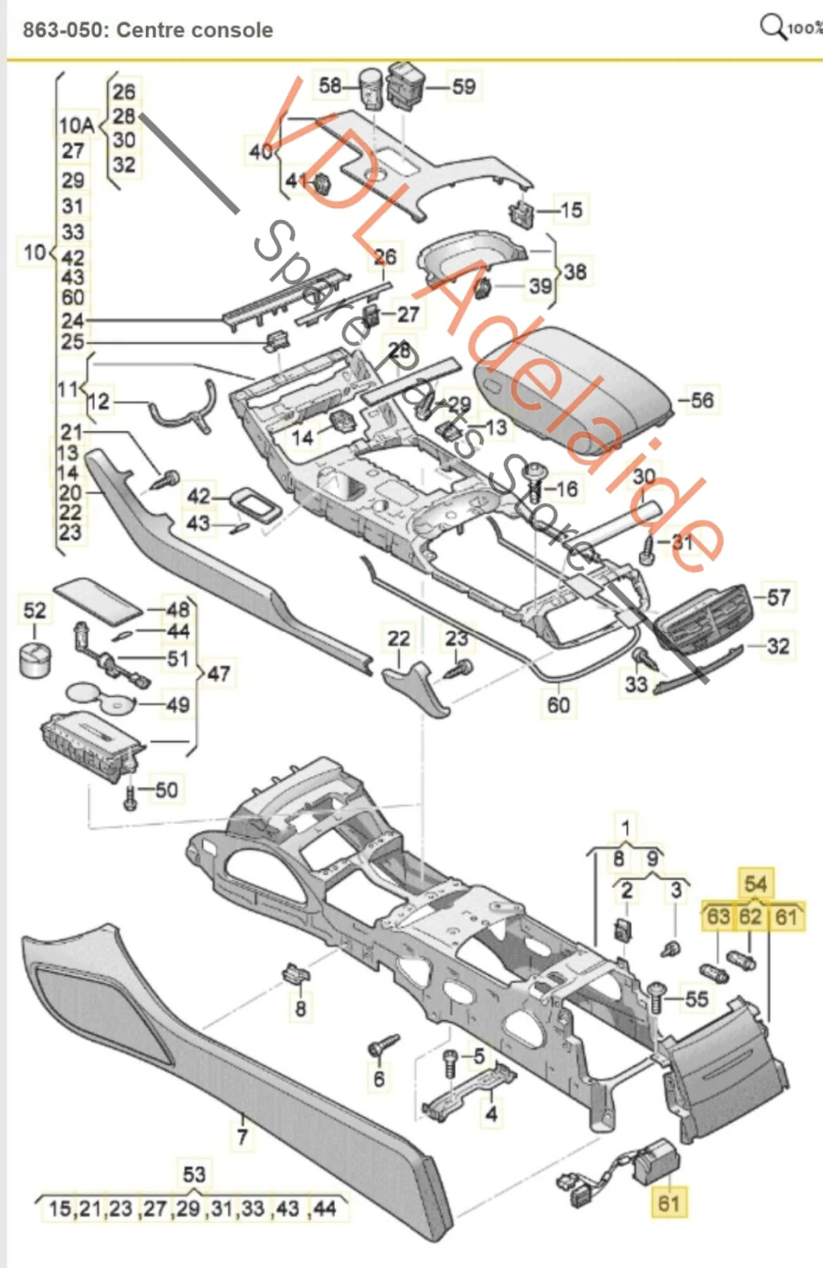Audi A8 4H Rear Passenger Triple 12V Socket Lighter Flip Open Cabinet 4H0864051B - Image 3