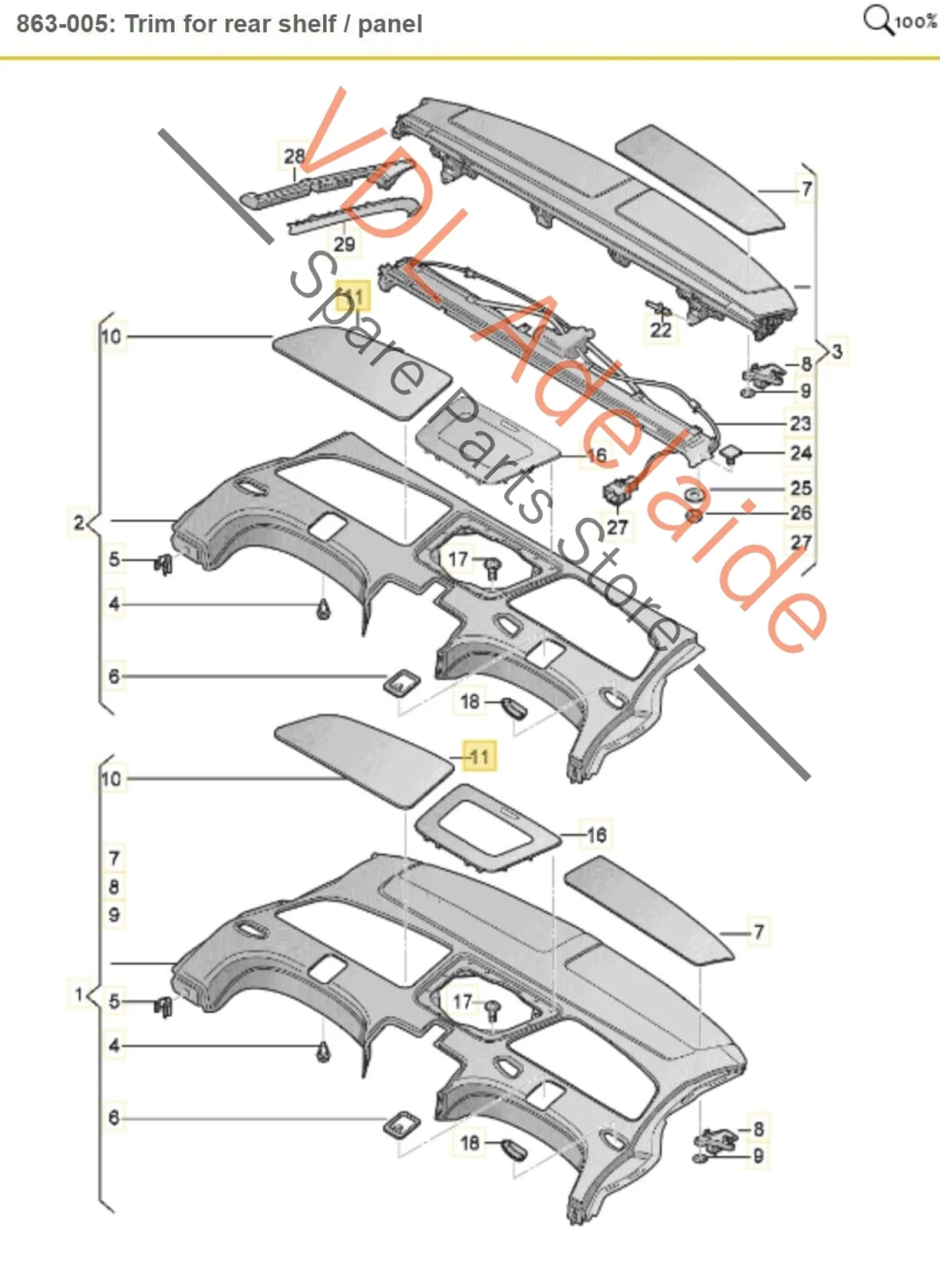 Audi A8 4H Rear Parcel Tray Speaker Cover Trim Bass RHS Right 4H0863488B DC1 - Image 2