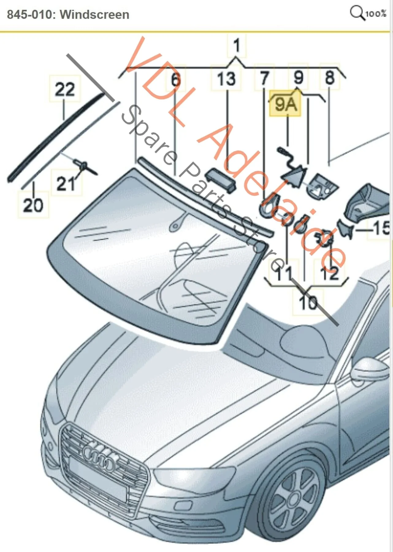 Audi A3 S3 RS3 8V Windscreen Mounted Camera Trim 8W0972575