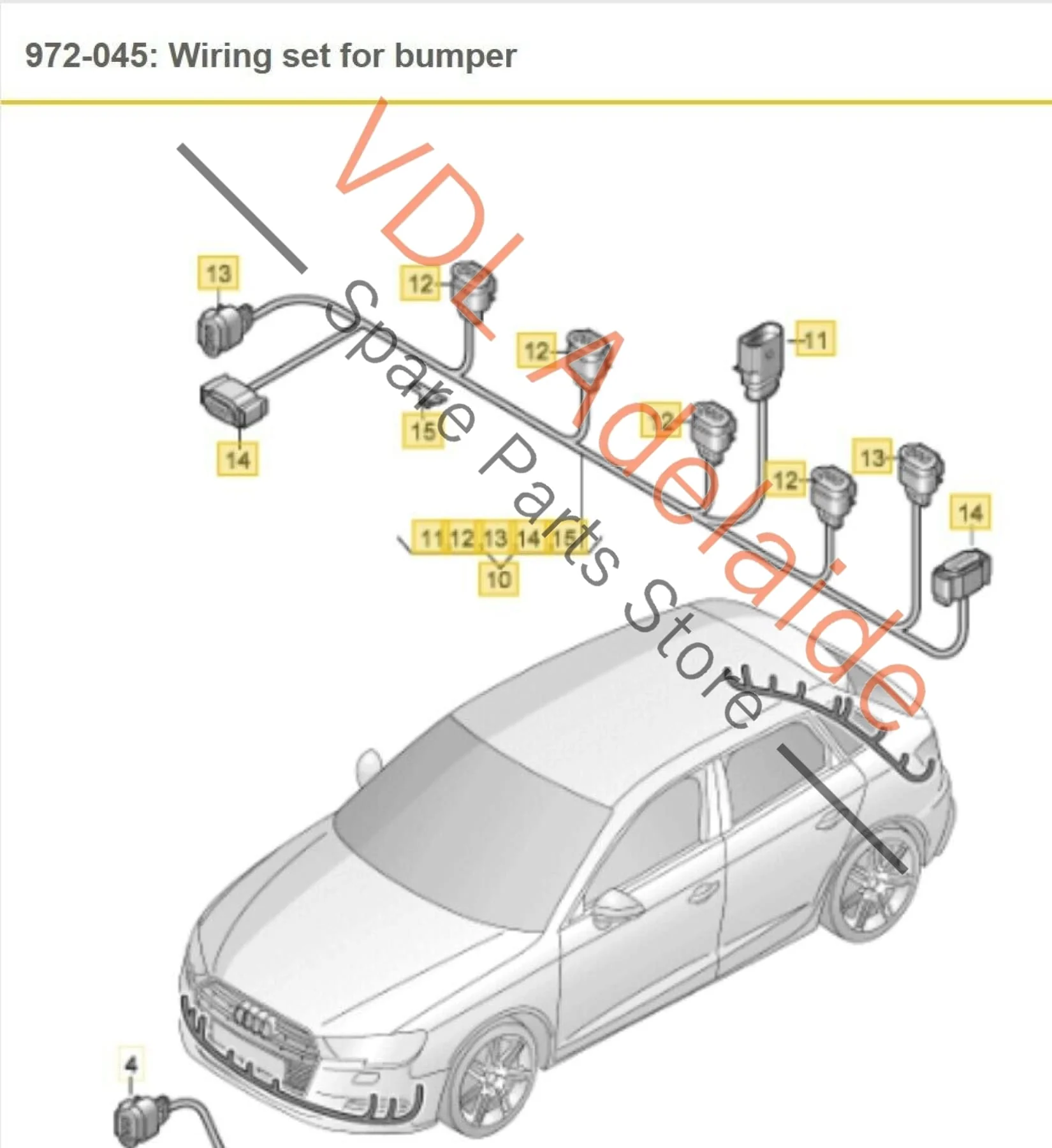 Audi S3 A3 8V 8V.5 Wiring Set for Rear Bumper Parking Sensors 8V0971104L - Image 2