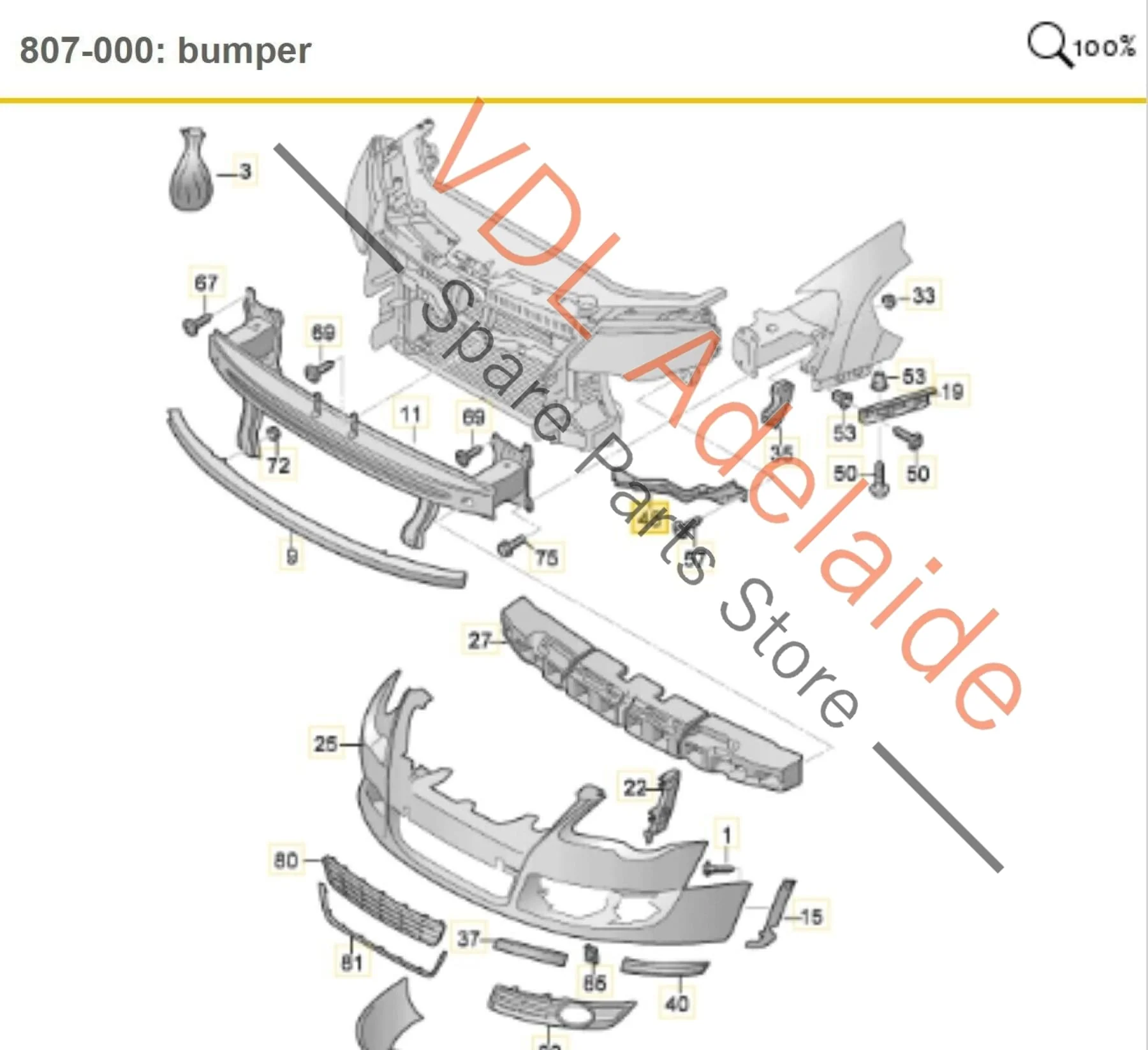VW R36 Passat 3C B6 Right Front Bumper Profile Guide Bracket 3C0807890A - Image 2