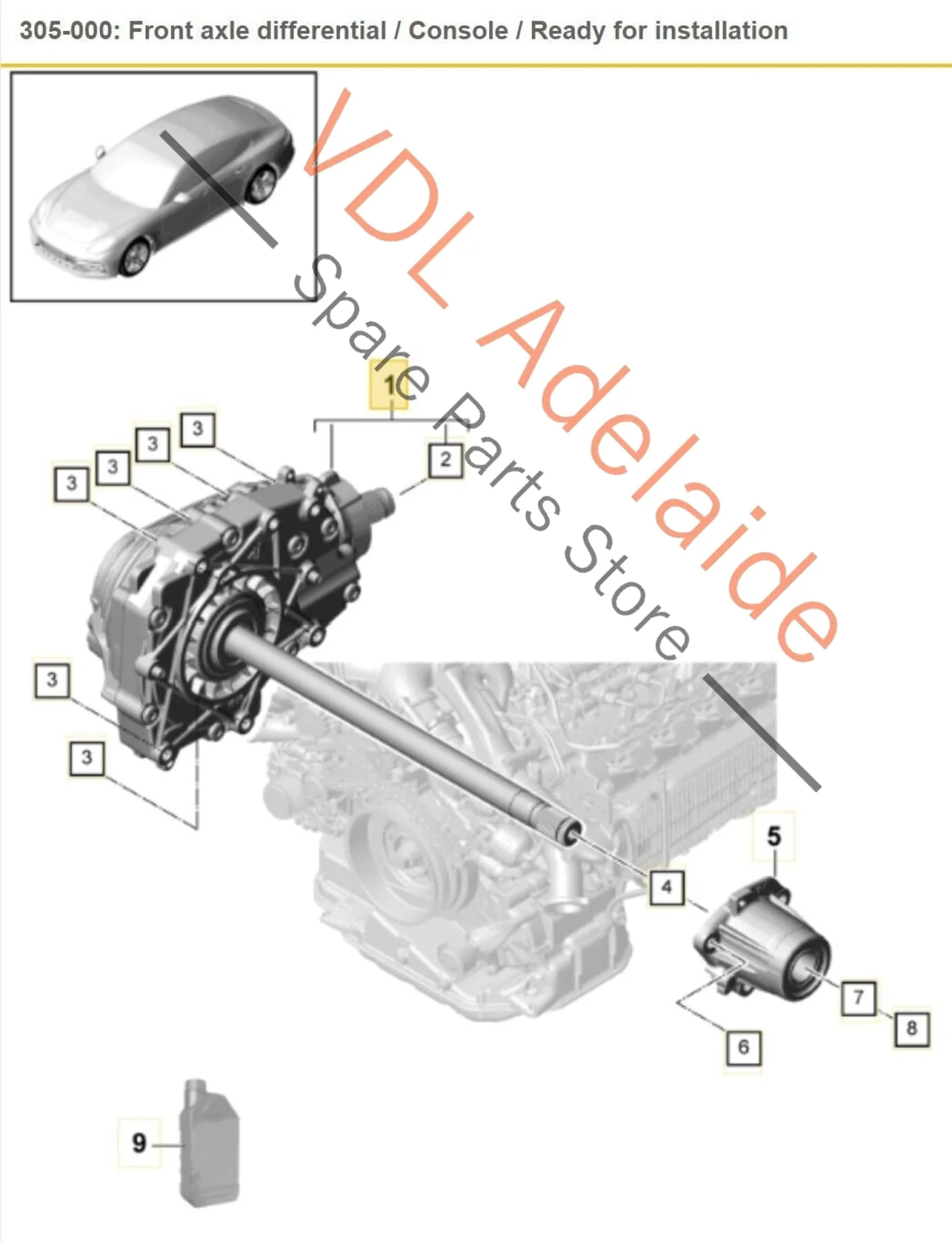 Porsche Panamera 971 Front Differential Diff Axle 9A740950500 PAC409505A - Image 2