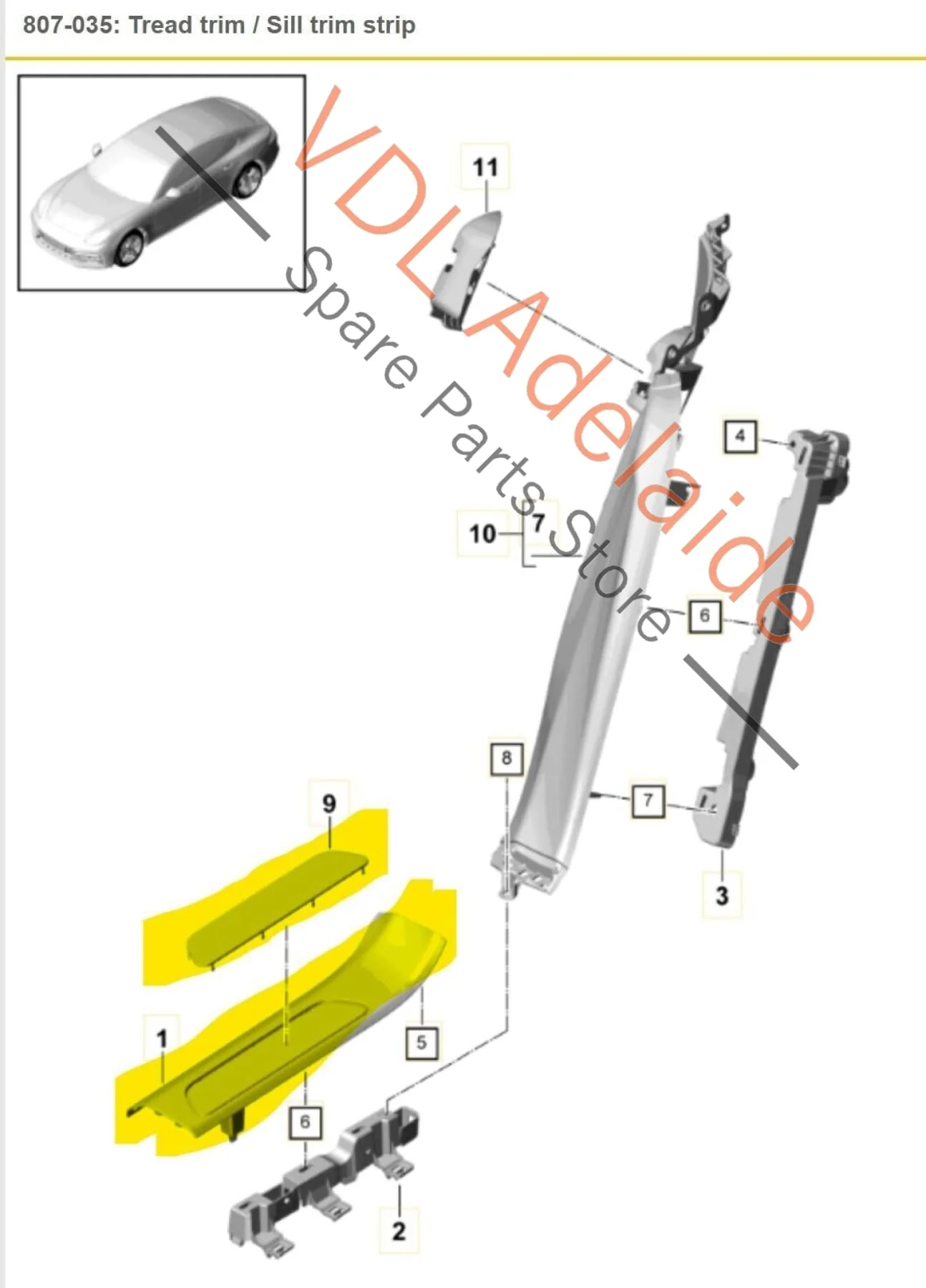 Porsche Panamera 971 Rear Right Door Tread Trim Sill Trim Strip Brushed Alloy - Image 2