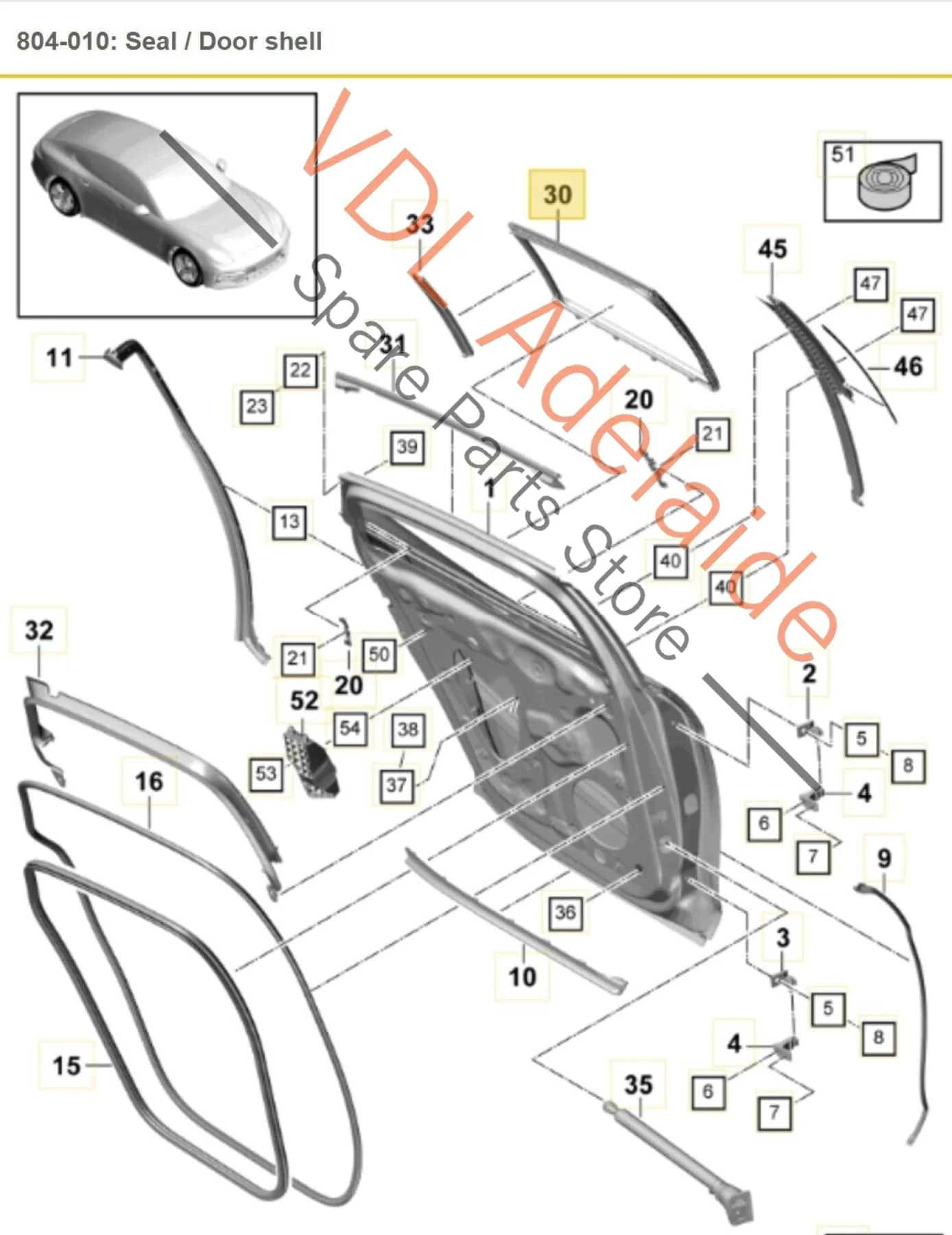 Porsche Panamera Turismo 971 Rear Left Door Window Seal Guide 971839431