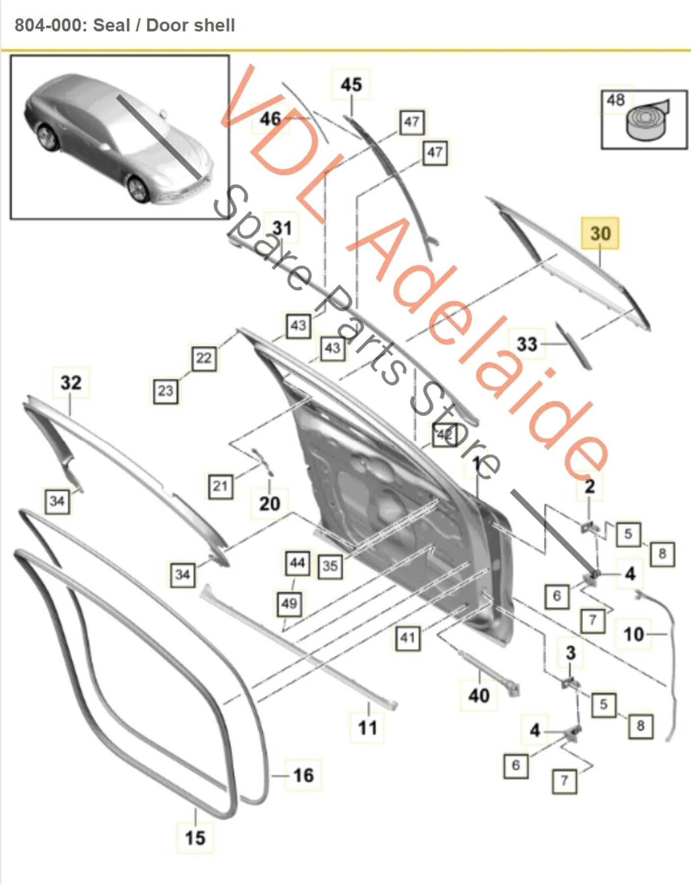 Porsche Panamera 971 Front Left Door Window Seal Guide 971837431