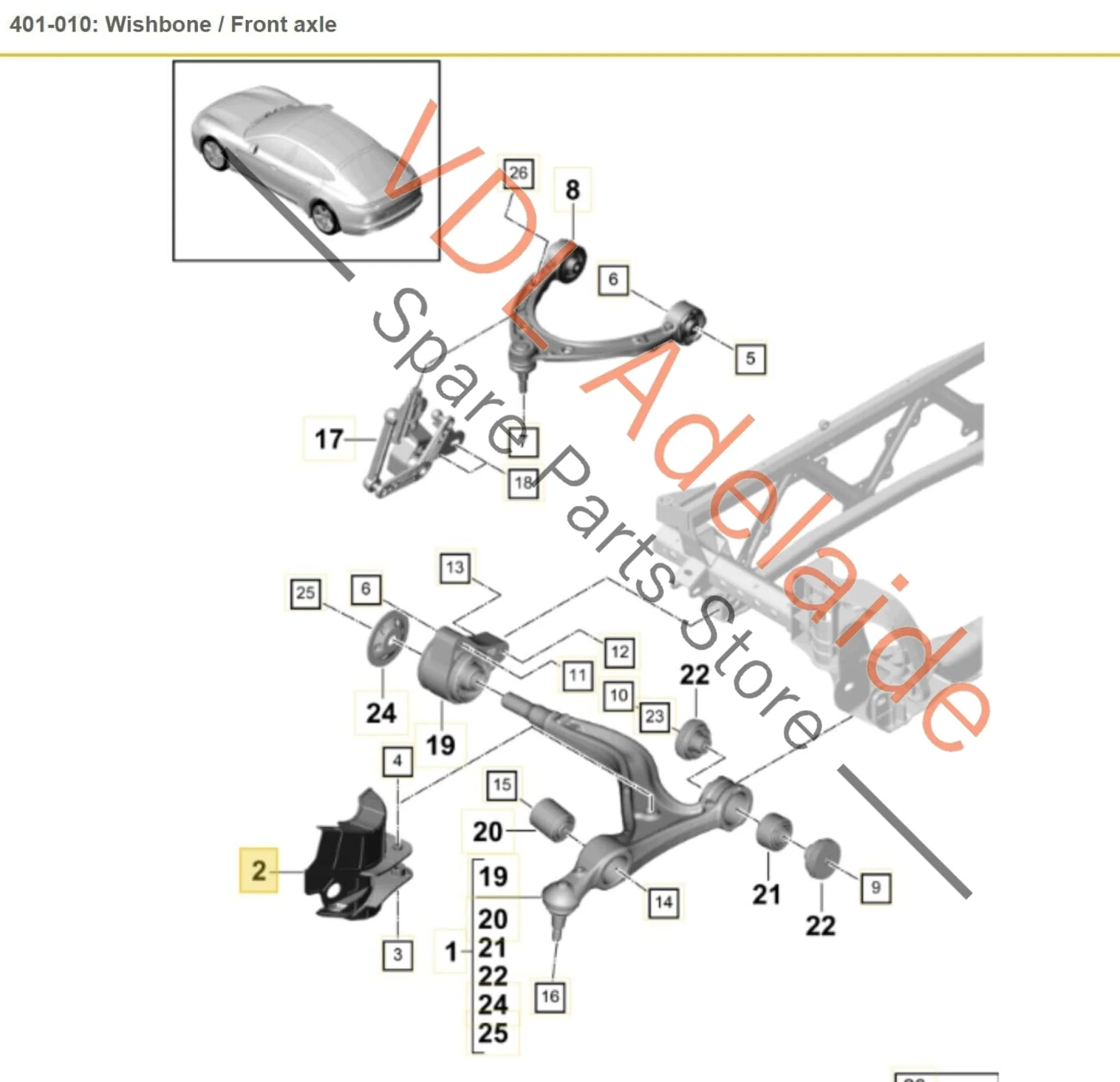 Porsche Panamera 971 Front Left Suspension Lower Control Arm Spoiler Trim - Image 2