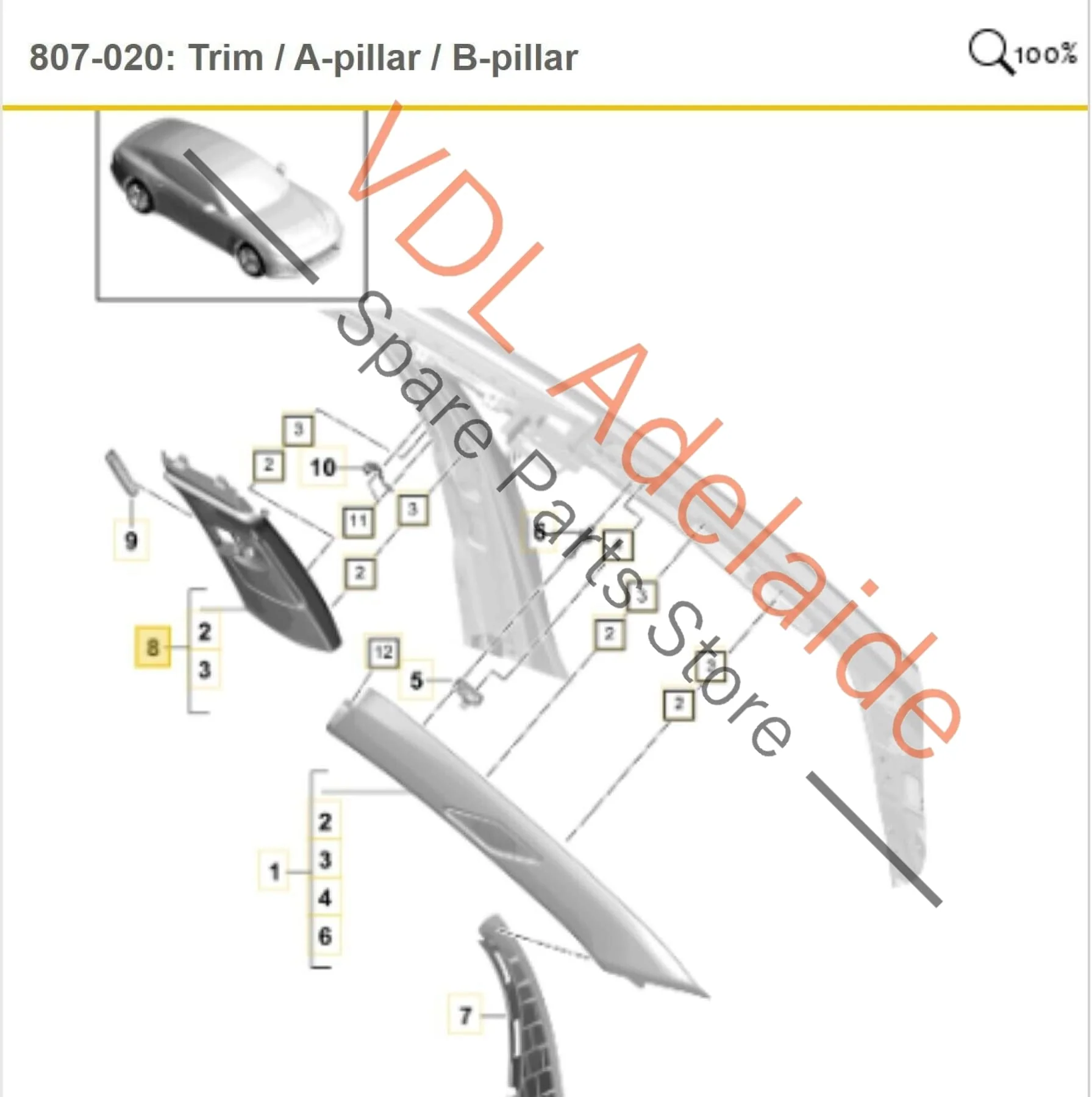 Porsche Panamera 971 Interior Right Upper B-Pillar Fabric Trim 971867244D OL4 - Image 2