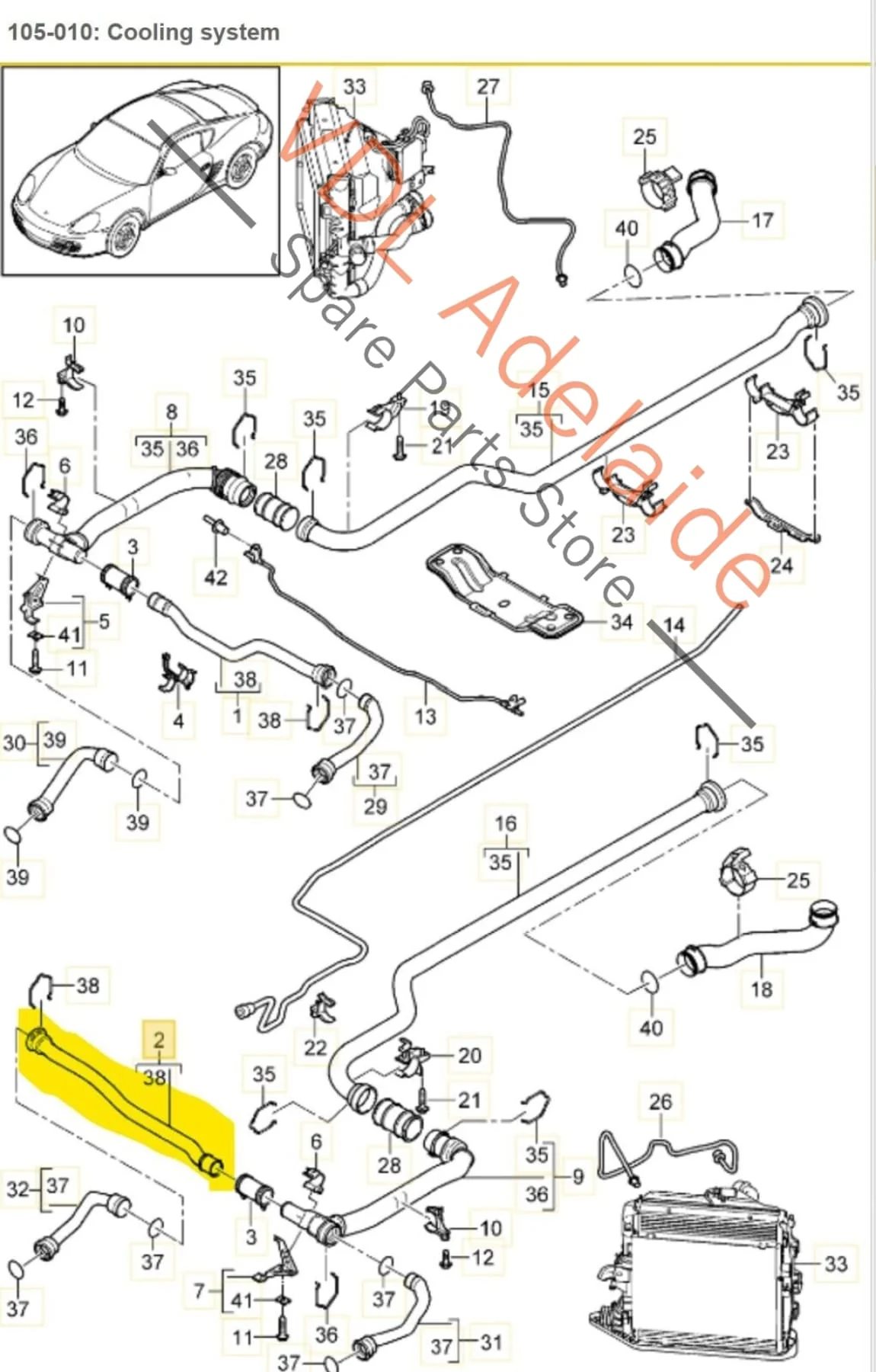 Porsche Cayman R 987 Coolant Hose 99710672003 - Image 2
