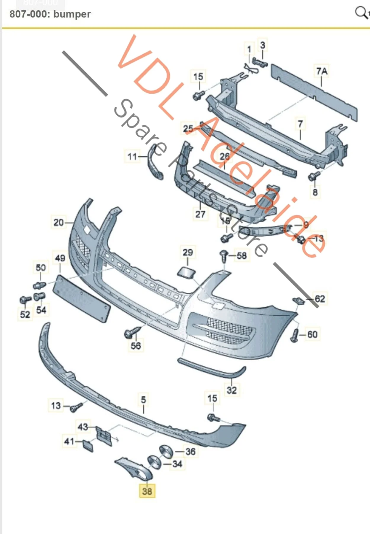 VW Touareg 7L R50 Left Side Lower Bumper Vent Grille Fog Light Surround Trim - Image 2