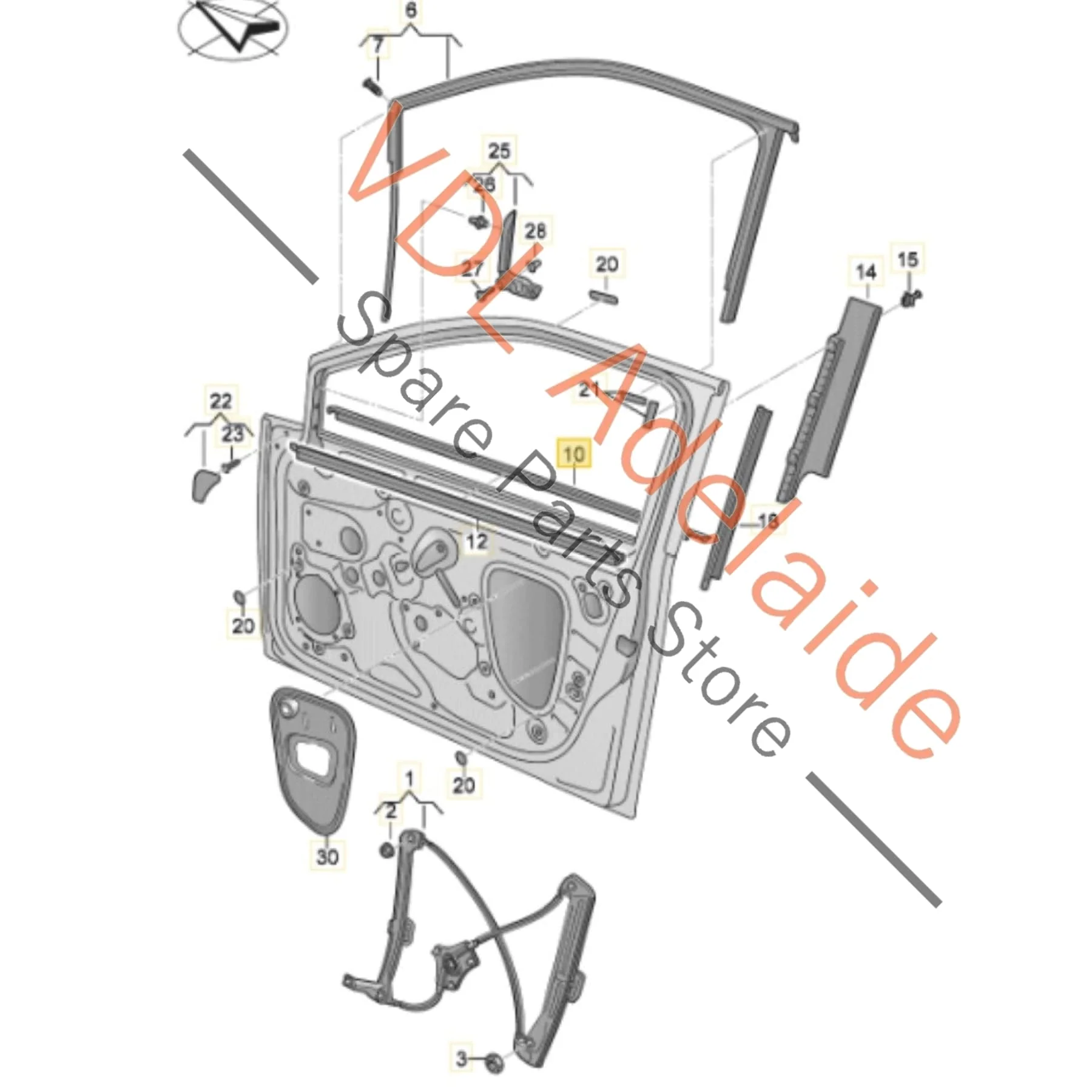 VW Golf MK7 Window Aperture Slot Seal Lower Moulding for Door Set of 4 - Image 2