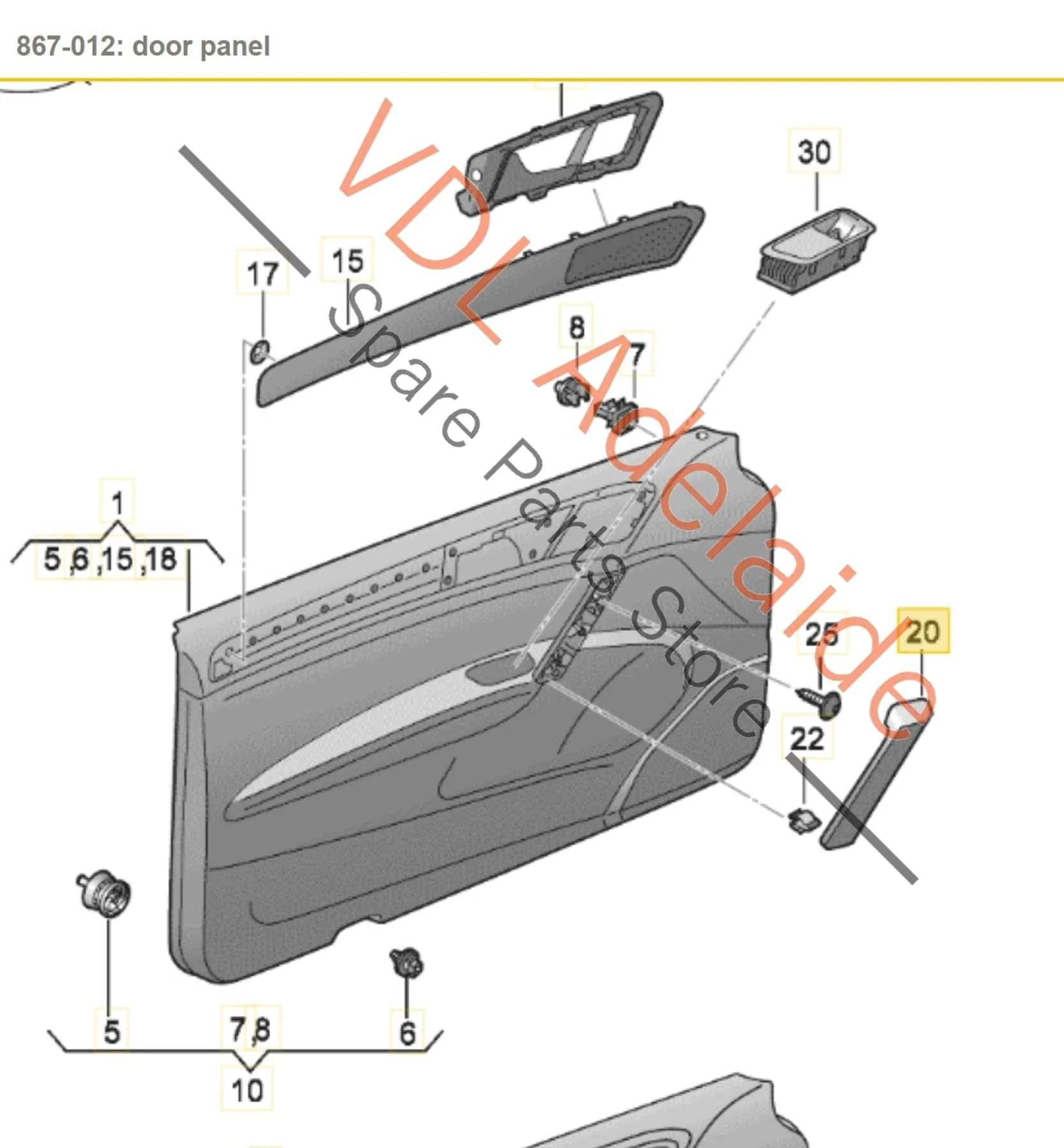 VW Golf Mk7 Trim for Left Side Interior Door Pull Handle 5G0868039A - Image 2