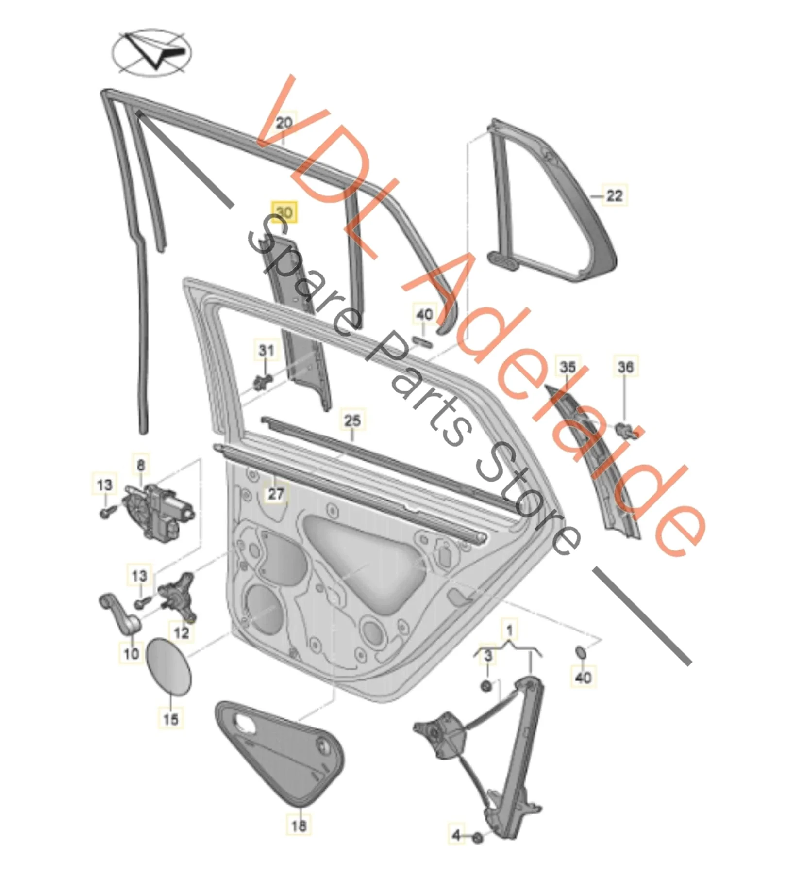 VW Golf R Mk7 Rear Left Door B-Pillar Window Frame Exterior Trim 5G6839901A - Image 2