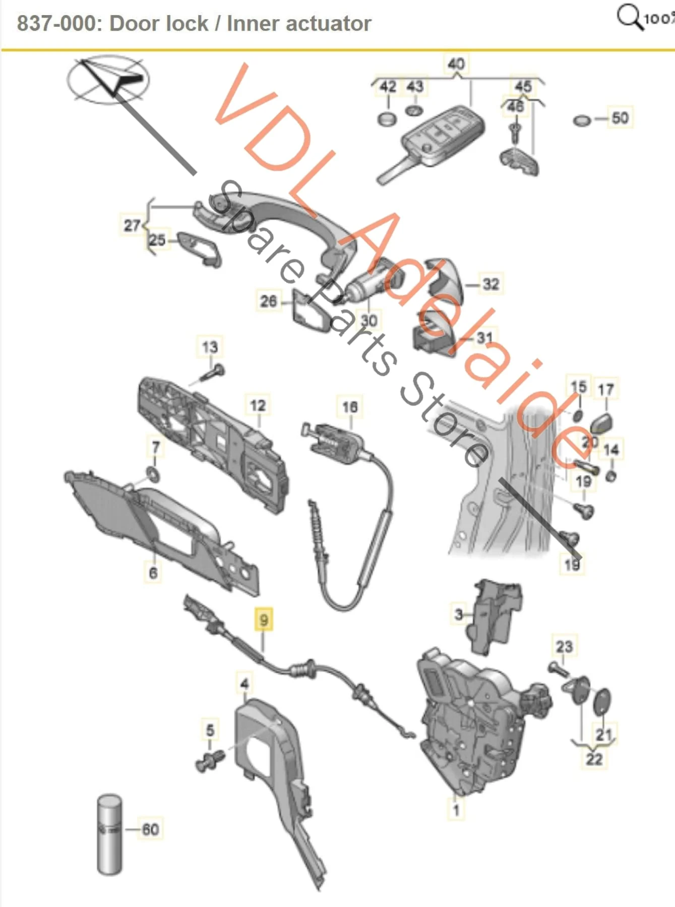 VW Golf MK7 Right Door Handle Bowden Cable for Keyless Entry Vehicle 5G4837086C - Image 2