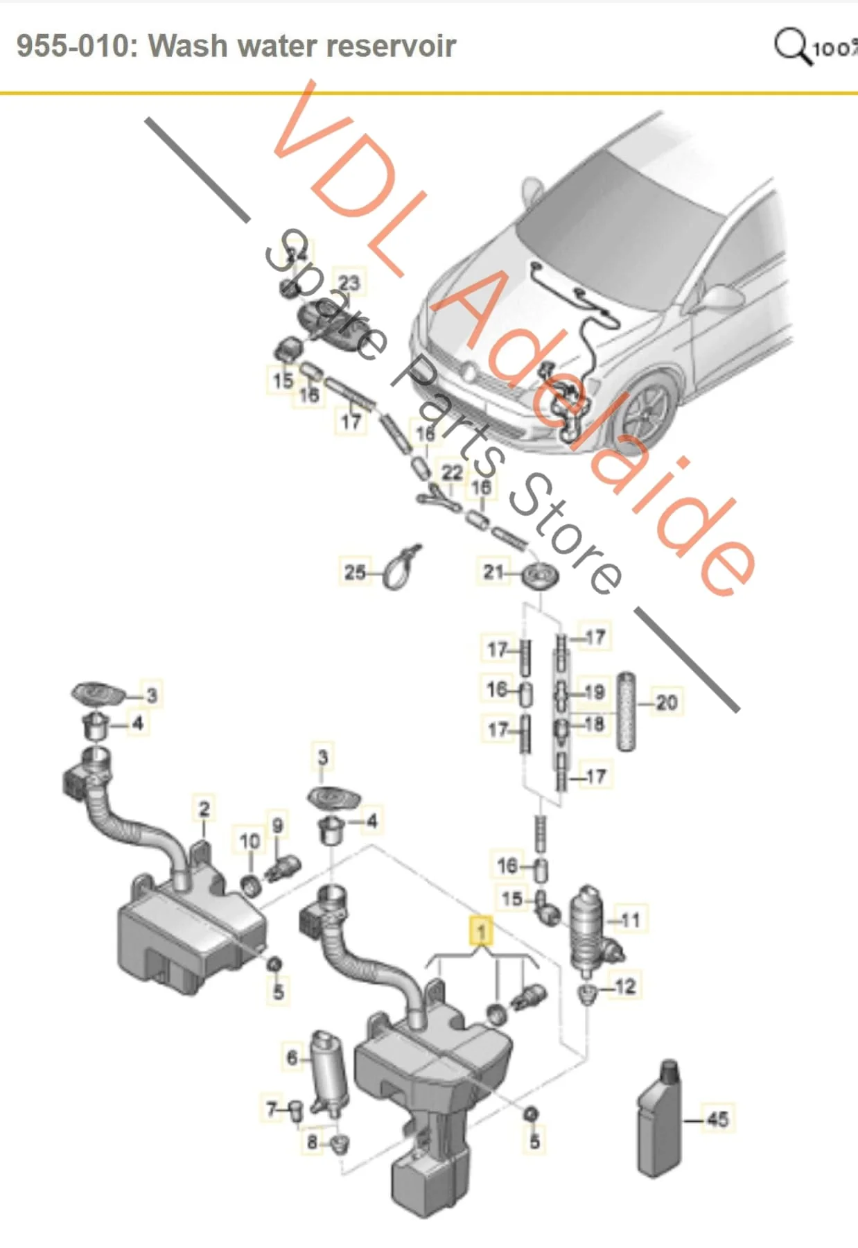 VW Golf MK7 GTi Windscreen Washer Bottle Tank for vehicles with Headlight Washer System 5G0955453AE - Image 2