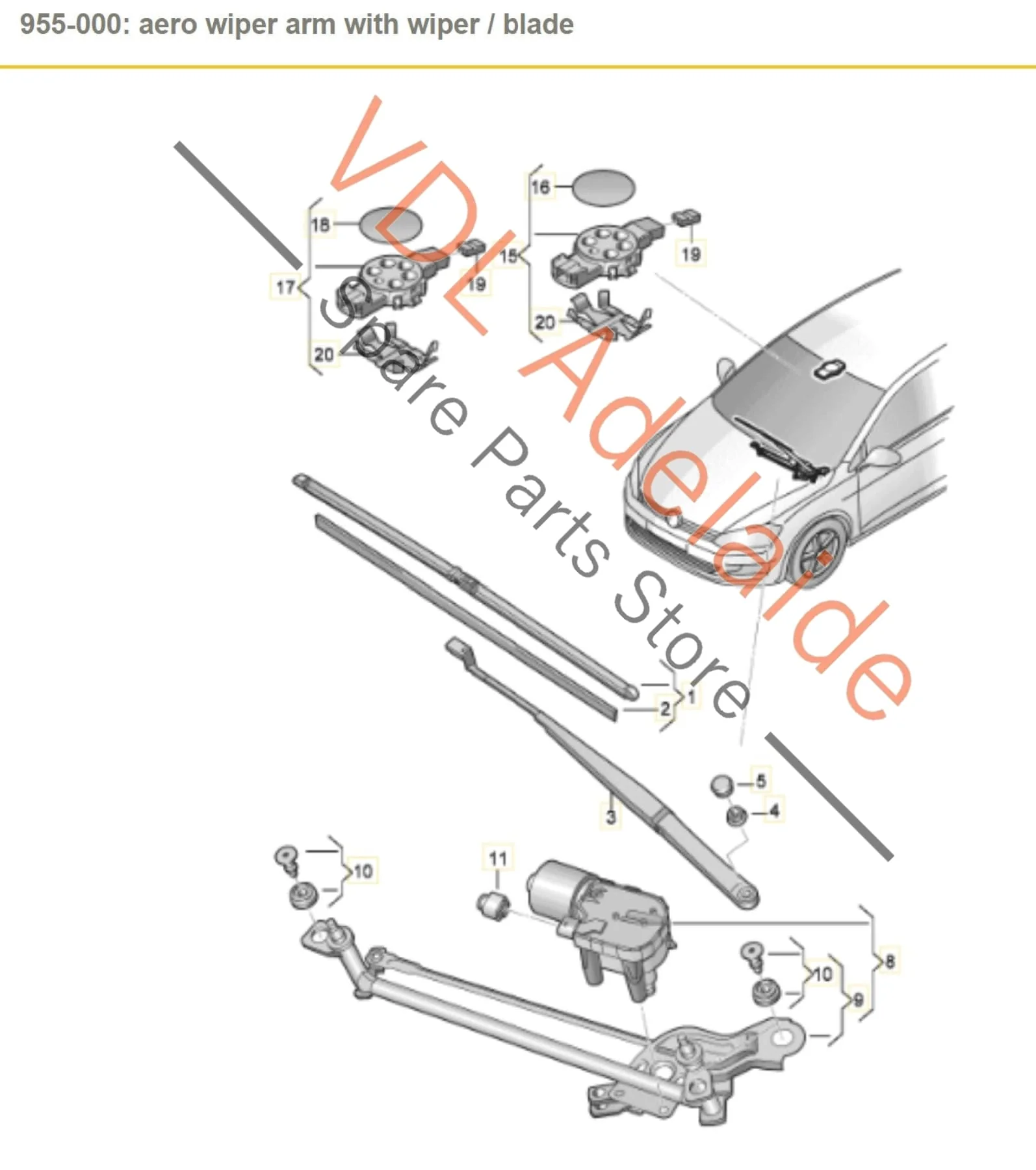 VW Golf MK7 Front Windscreen Windshield Wiper Motor Assembly 5G2955023C - Image 2