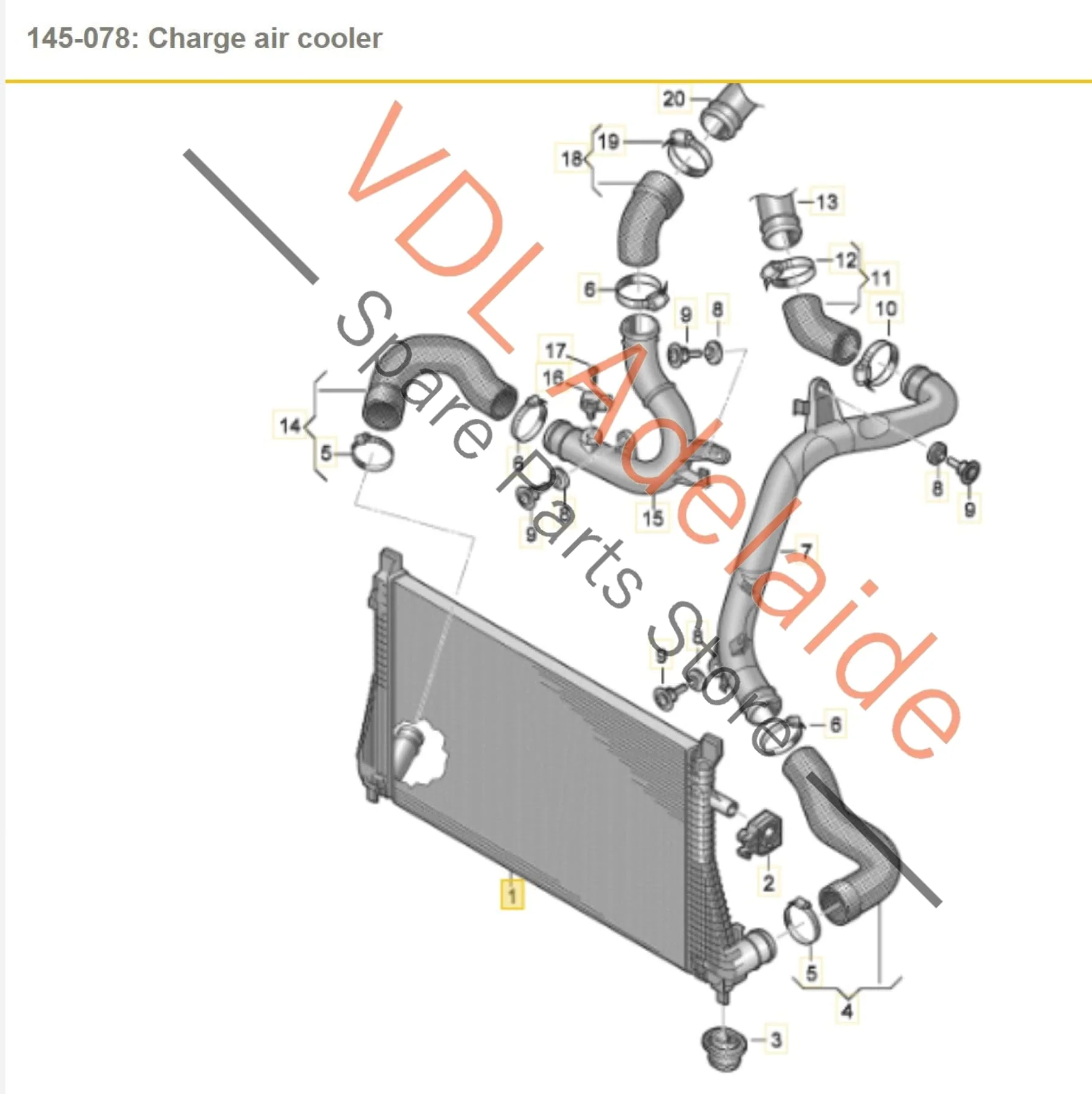 VW Golf MK7 R Gti Charge Air Intercooler for vehicles with CHHB, CHHA, CNTA, CXDA 5Q0145803AD 5Q0145803K - Image 2