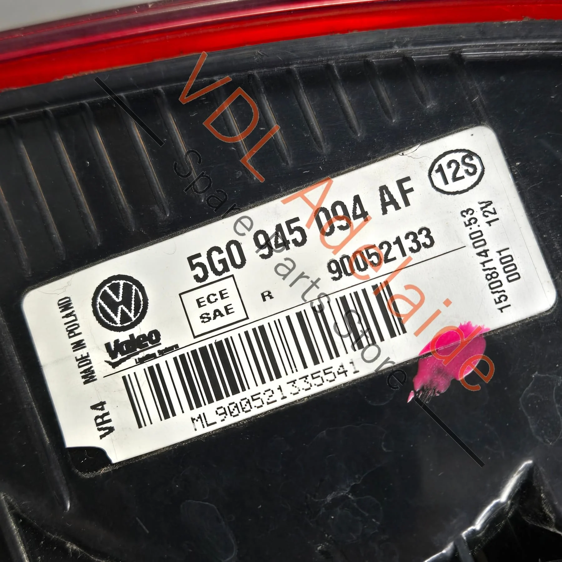 VW Golf MK7 Gti Rear Right Inner Tail Light for RHD 5G0945094AF - Image 3