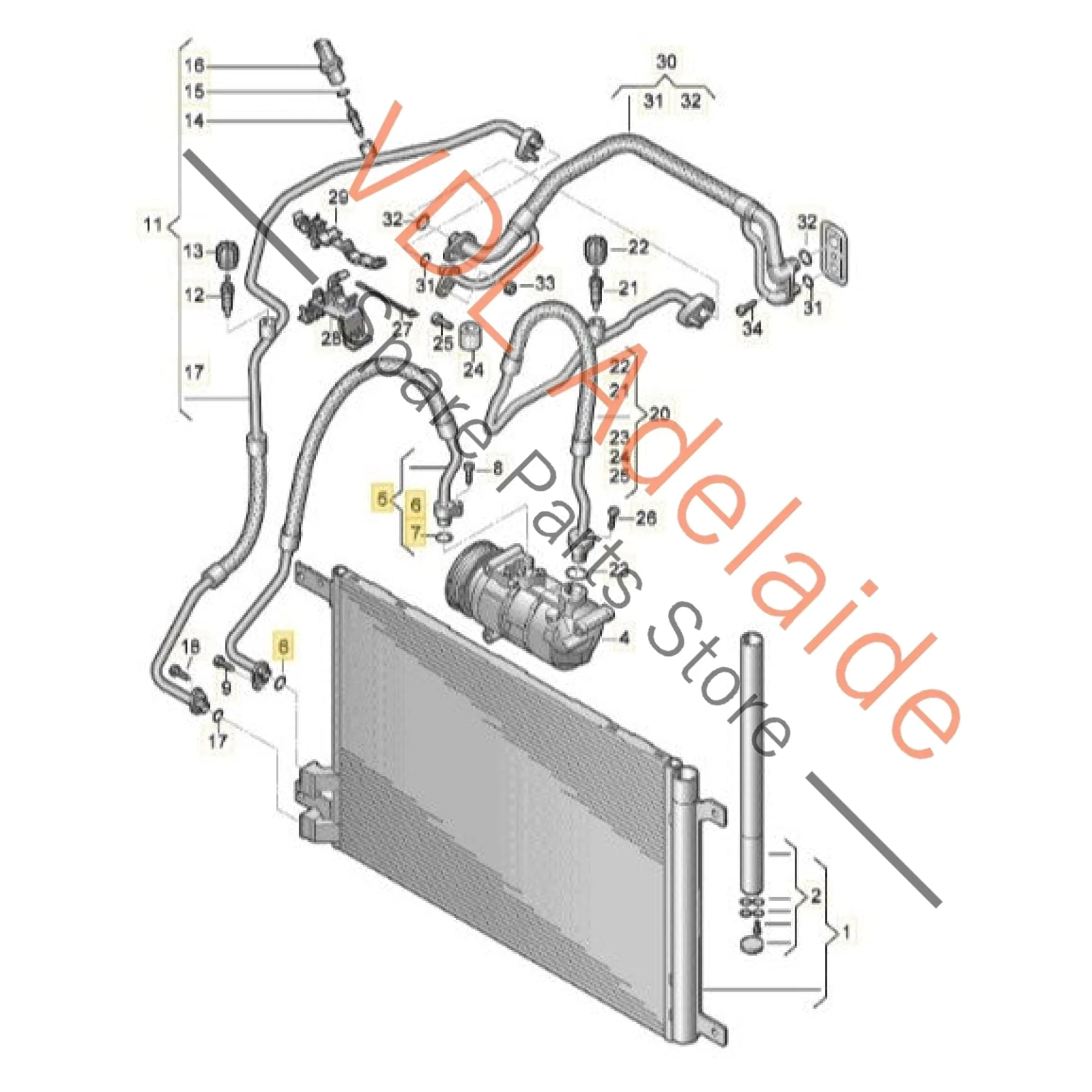 VW Golf MK7 Air Conditioning Refrigerant Hose Pipe Condenser to Pump 5Q0816721M 5Q0816721AG - Image 2