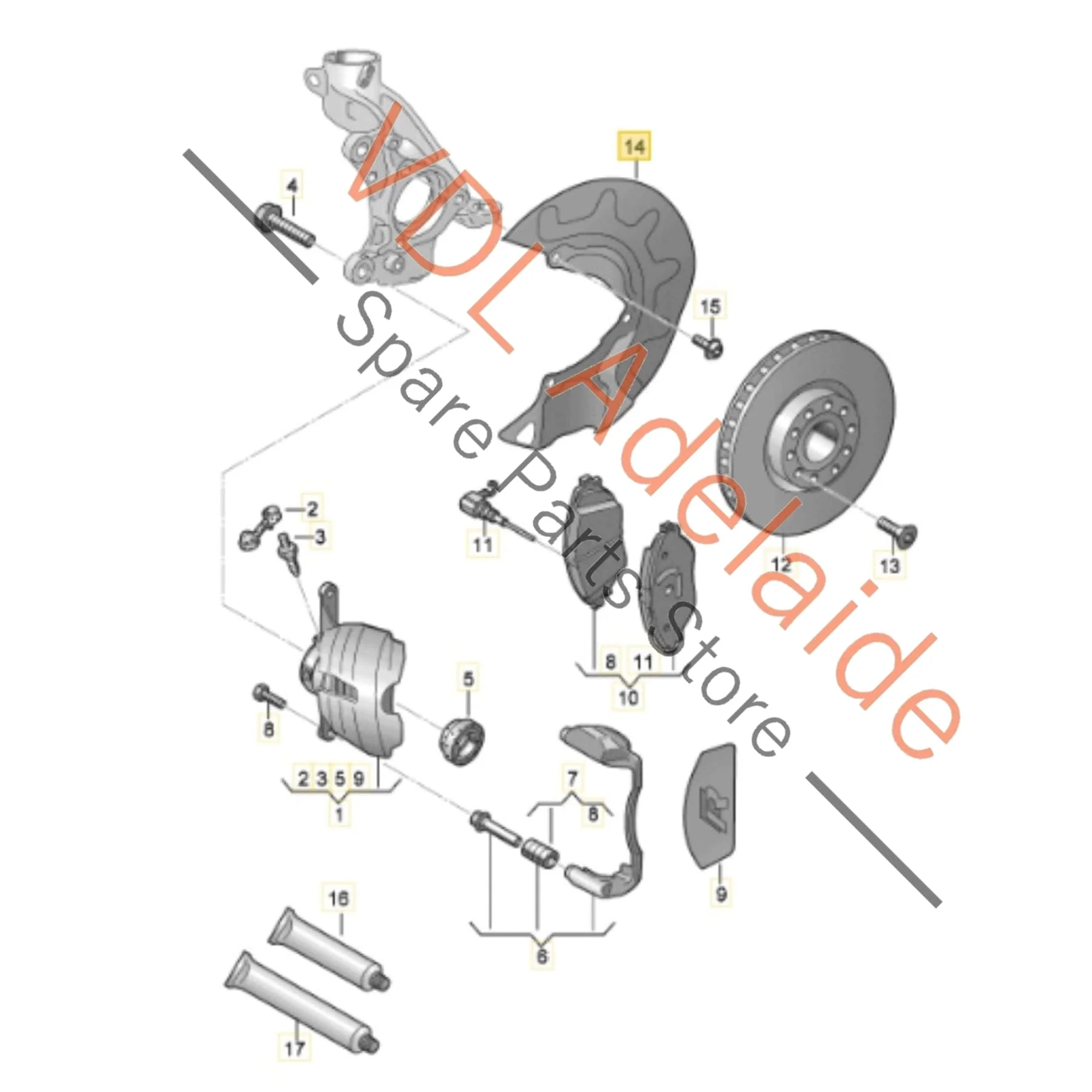 VW Golf R 340mm Front Brake Disc Rotor Stone Guards Cover Plates Pair 5Q0615311F 5Q0615312F - Image 2