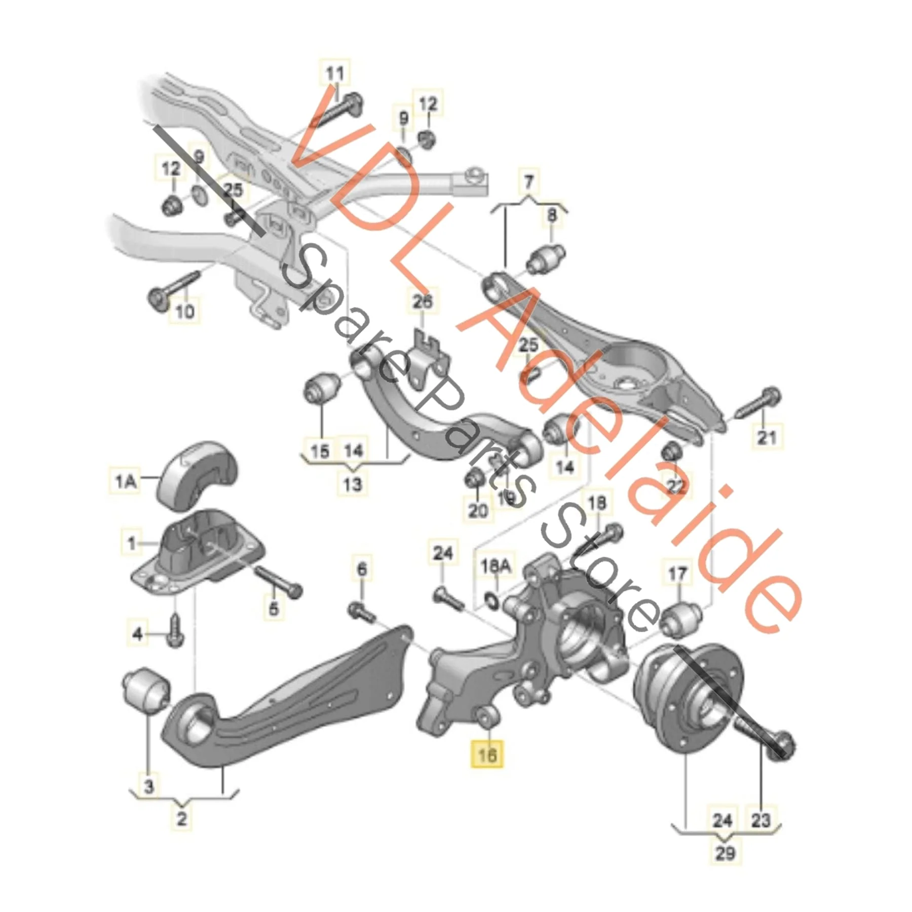 VW Golf MK7 R Left Rear Wheel Bearing Housing Hub Knuckle Spindle 30MM 5Q0505435J - Image 2
