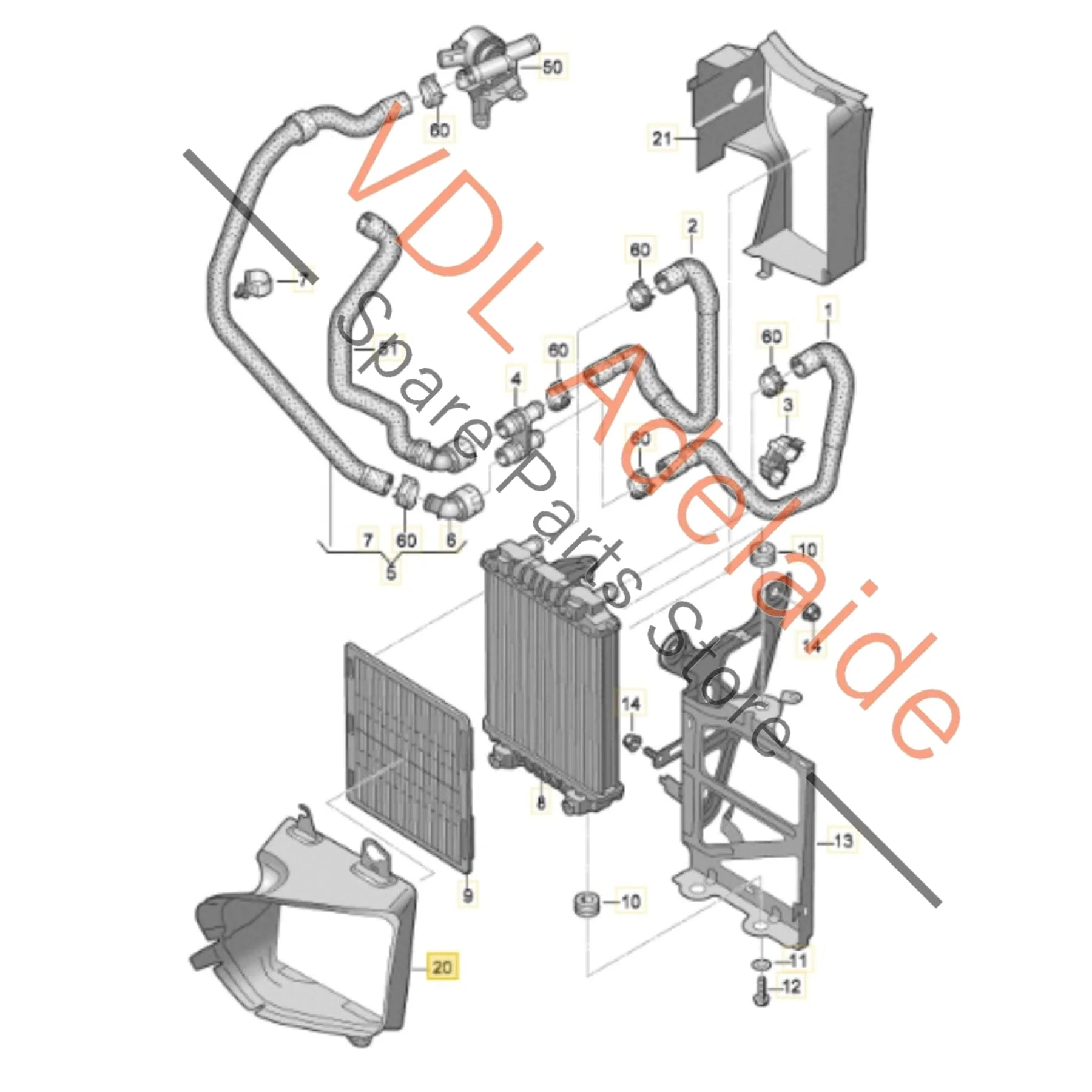VW Golf R MK7 Front Left Additional Radiator Air Guide Duct Front 5G0117333 - Image 2