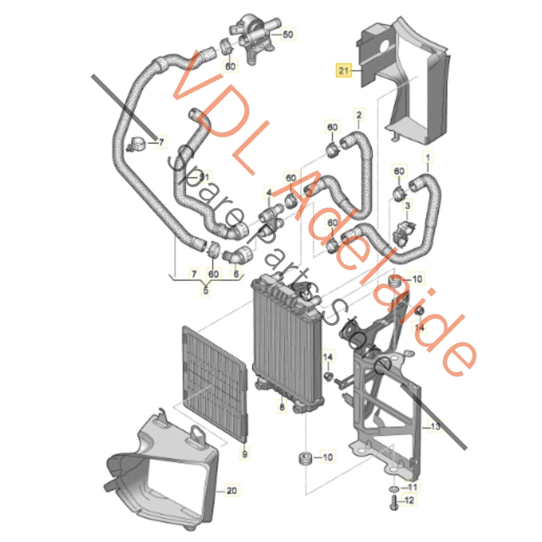 VW Golf R MK7 Front Left Additional Radiator Air Guide Duct Rear 5G0117339 - Image 2