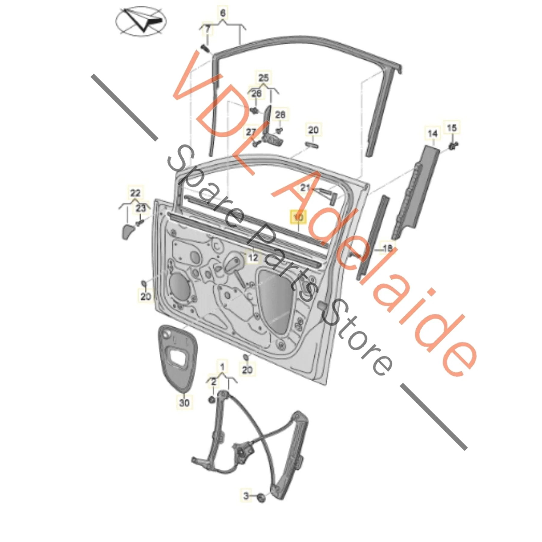 VW Golf MK7 Door Aperture Window Slot Seal Set Front & Rear Satin Black 5G4837477D 5G4837478D - Image 2