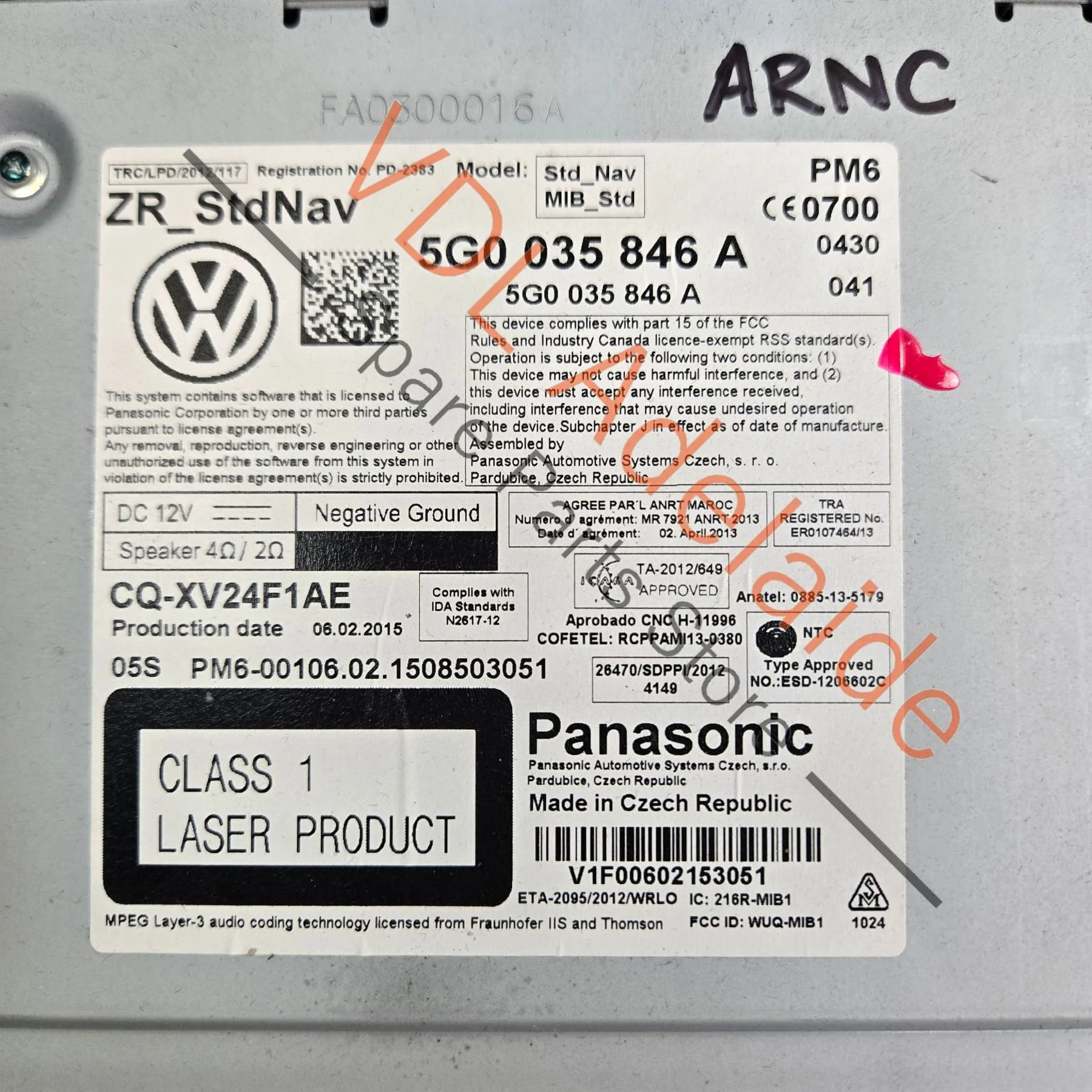 VW Golf Mk7 Discover Media Control Unit Radio Bluetooth SD/CD Navigation 5G0035846A - Image 4