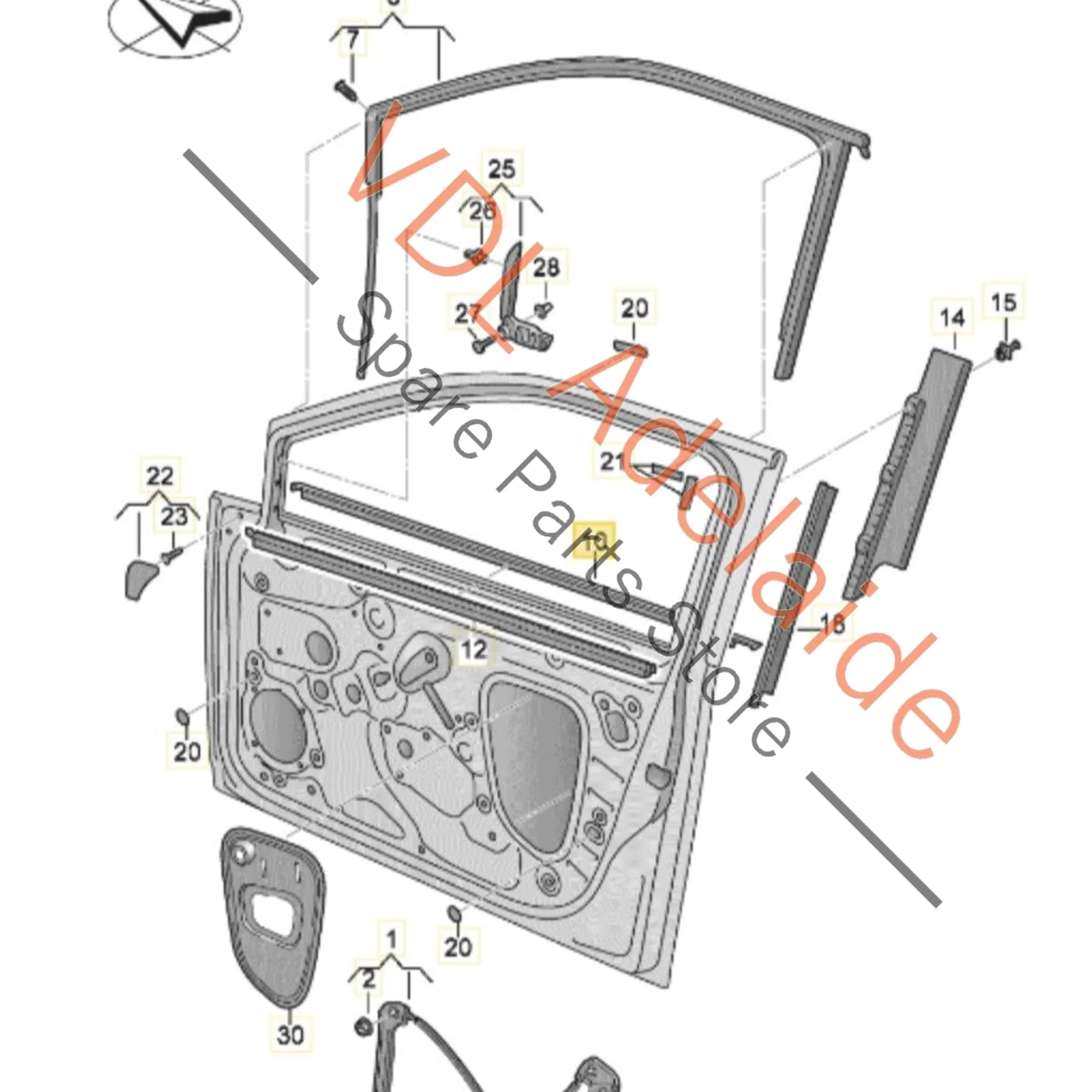 VW Golf MK7 Front Right Door Aperture Window Slot Seal Satin Black 5G4837478D 5AP - Image 2