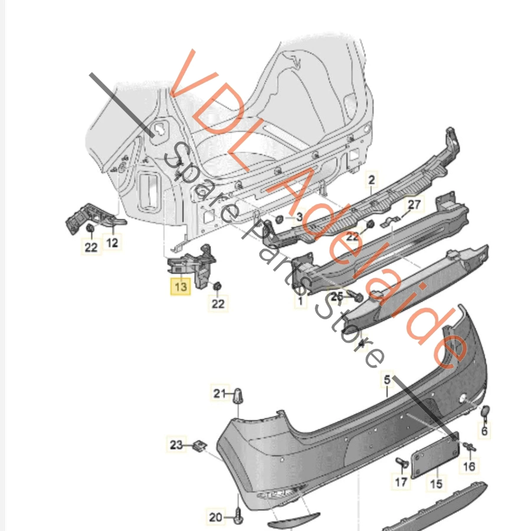 VW Golf MK7 Rear Right Bumper Bar Bracket 5G6807394A - Image 2
