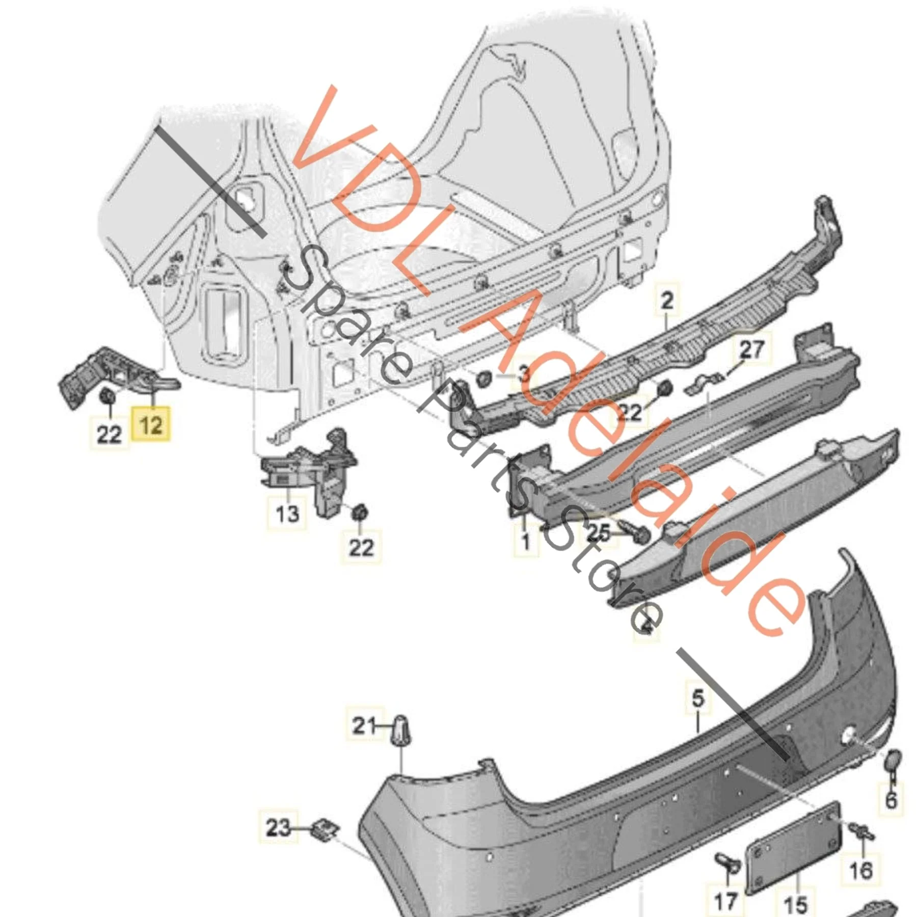 VW Golf MK7 Rear Left Bumper Bar Bracket 5G6807393 - Image 2
