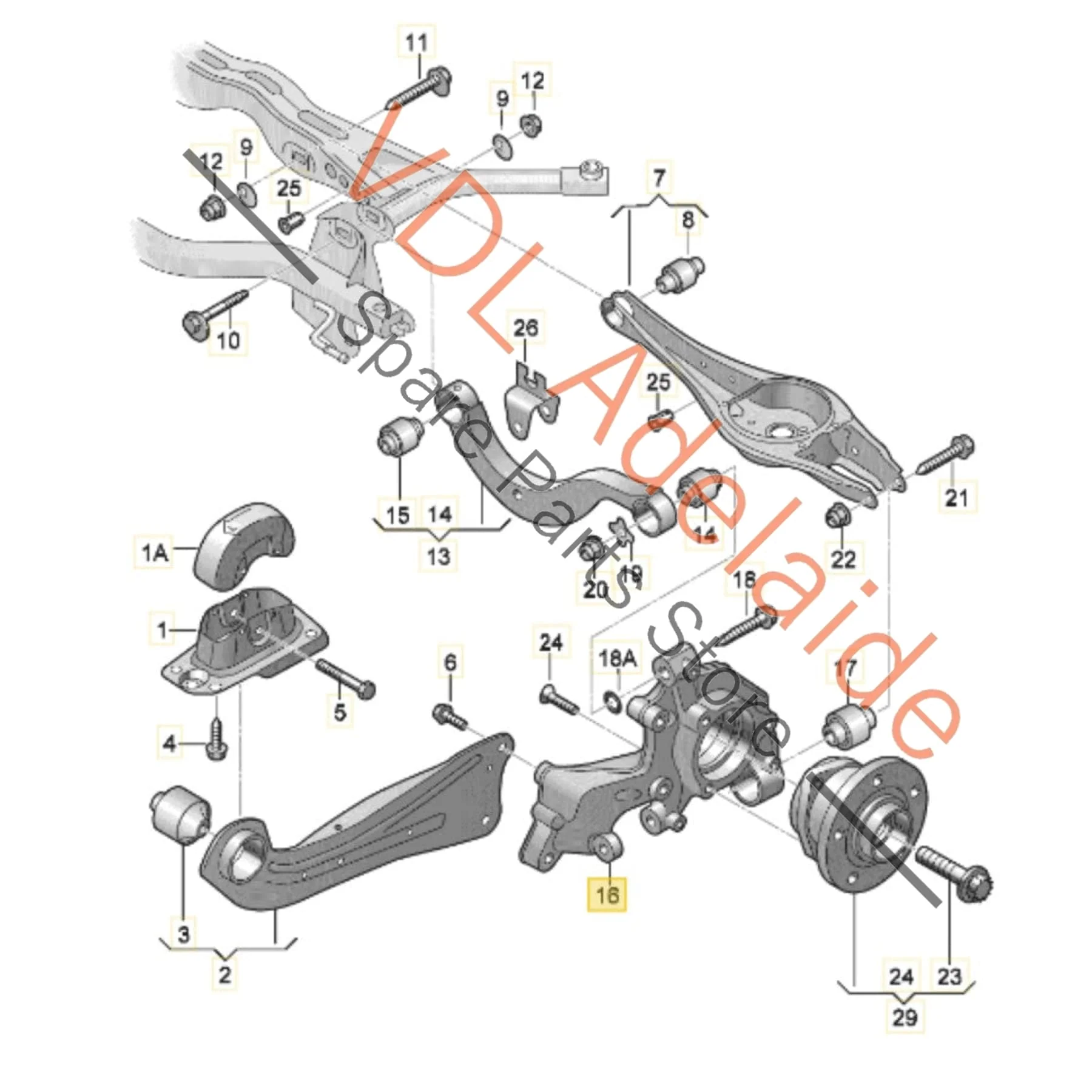 VW Golf MK7 7.5 R Right Rear Suspension Wheel Bearing Housing Hub Knuckle Spindle 5Q0505436F - Image 2