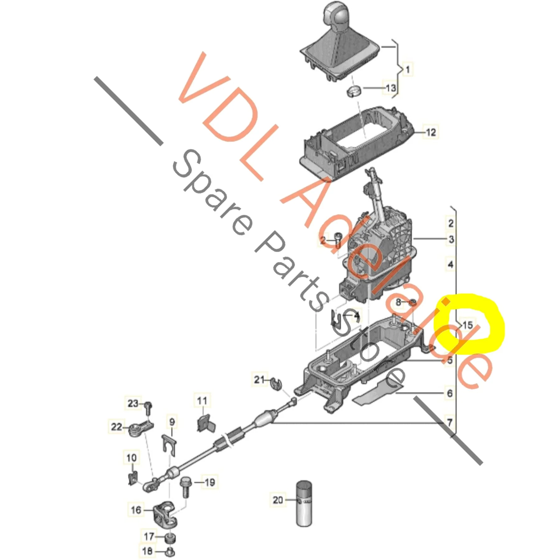 VW Golf MK7 7.5 Gti R DSG Gear Selector Shifter Lever Mechanism RHD 5Q2713041E 5Q2713025AT - Image 2