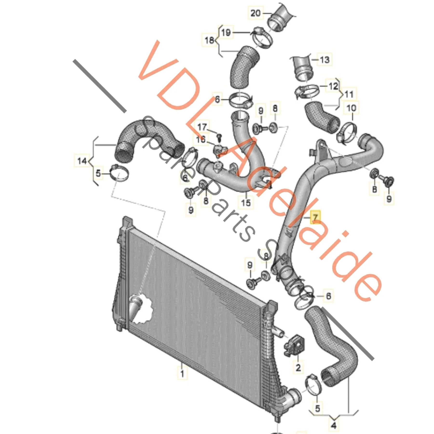 VW Golf R Left Intake Pipe from Intercooler 5Q0145840B - Image 2