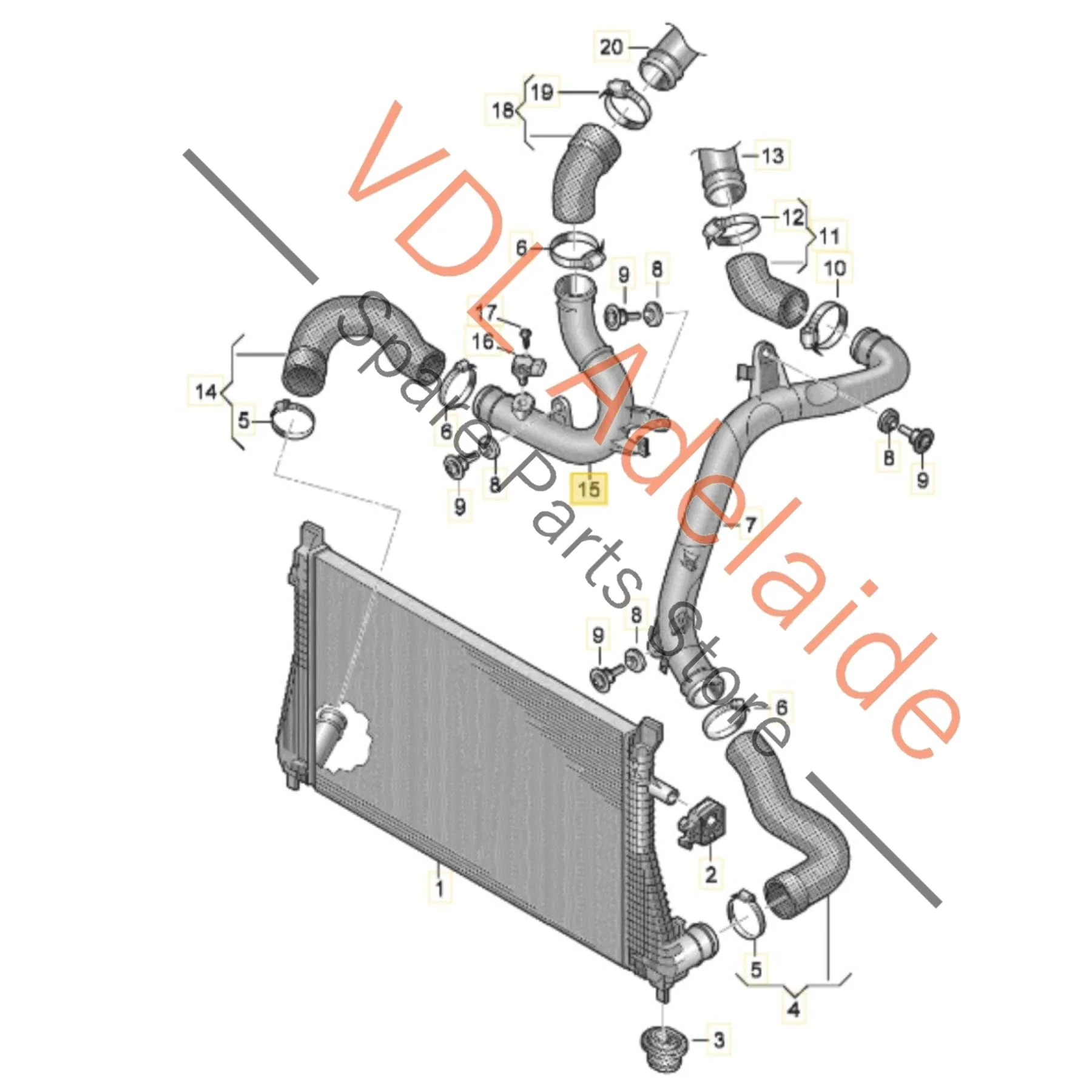 VW Golf R Right Intake Pipe from Intercooler 6C0145770A 5Q0145834 - Image 2