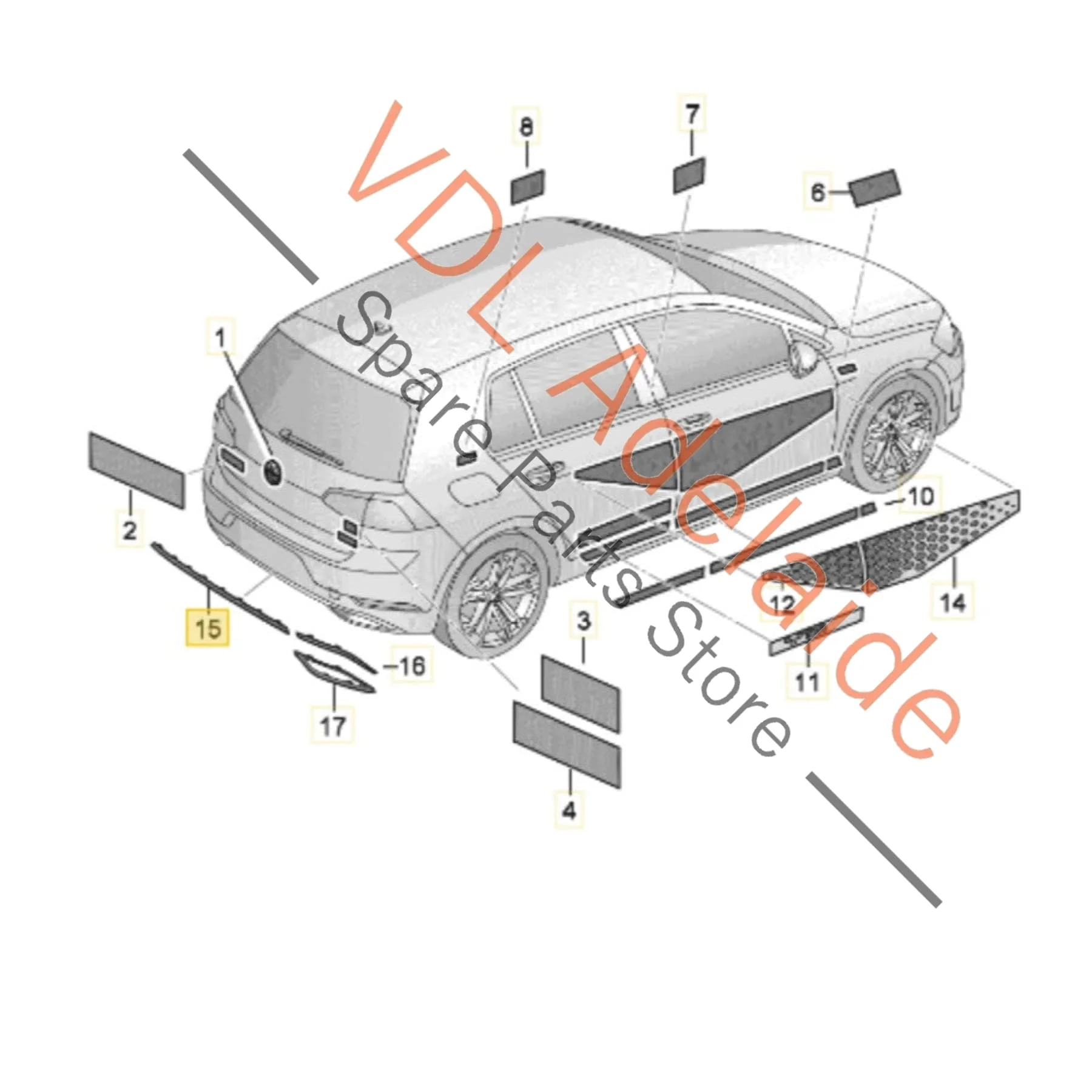 VW Golf R MK7.5 Rear Bumper Honeycomb Trim 5G6853333A - Image 2
